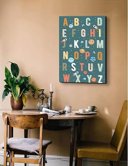 GADGETS WRAP Canvas Gallery Wrap Framed for Home Office Studio Living Room Decoration (14x22inch) - Solar Alphabet