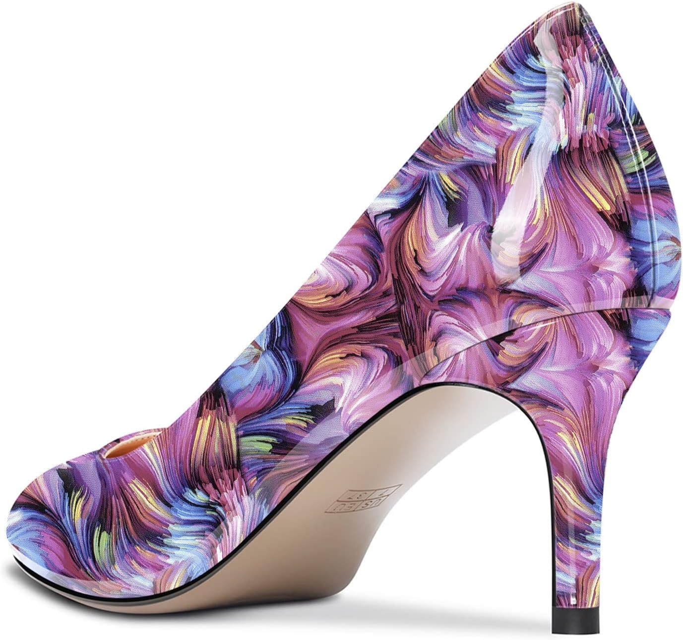 Aachcol Women Round Toe Pumps Stiletto Mid Heel Slip-on Dress Shoes Office 2.5 Inch - Image 5