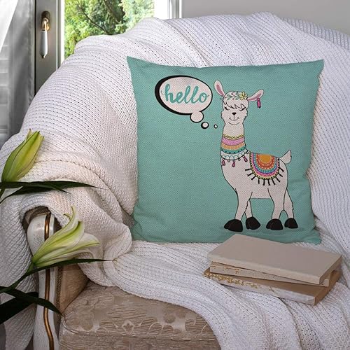 Miniatura 3 de SSOIU Funny Llama says Hello Theme Farmhouse - Fundas de almohada decorativas para sofá, decoración del hogar, 18 x 18 pulgadas