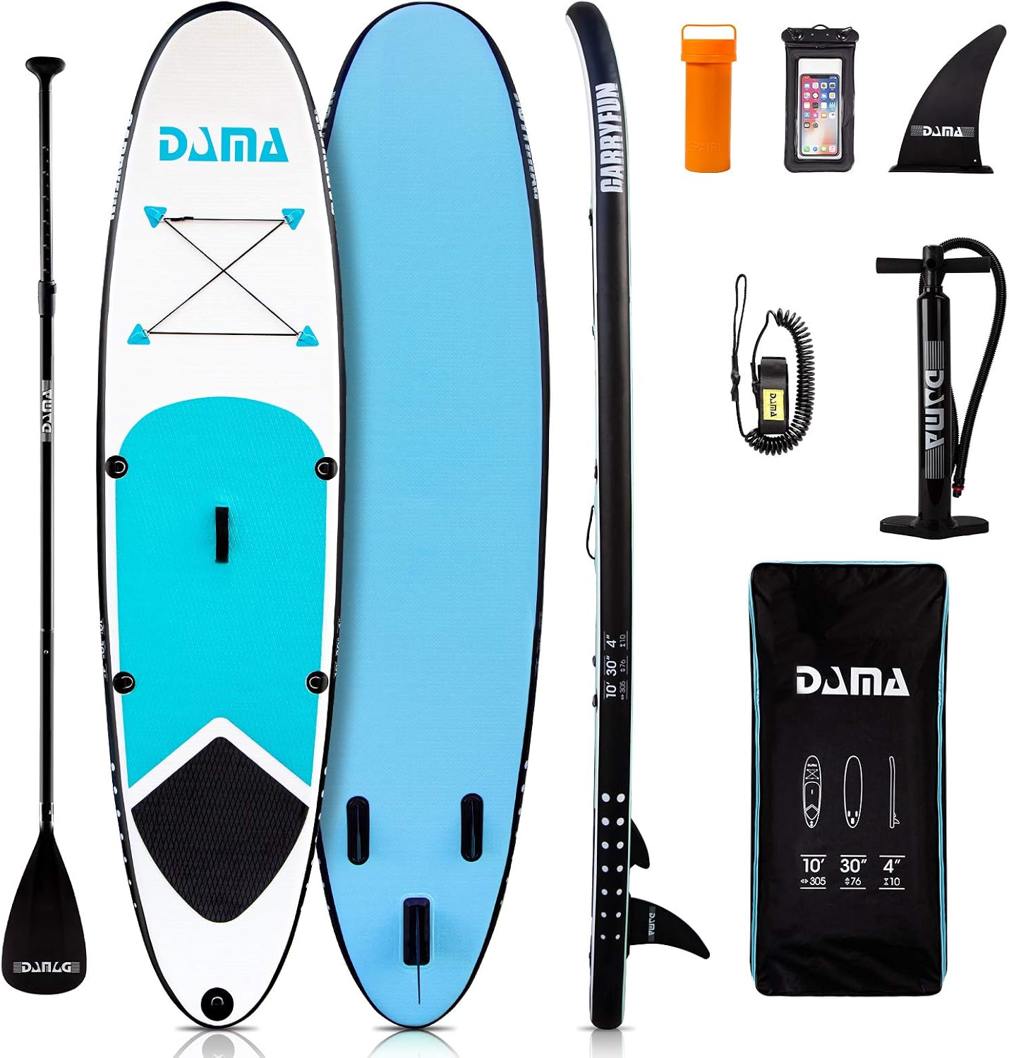 DAMA Premium Inflatable Stand Up Paddle Board (6 inch Thick), sup Board for Adults, SUP, Yoga Boards, Fishing Paddle Boards w/SUP Accessories, 4pcs Kayak Paddle, 32” Wide Stance, Non-Slip Deck