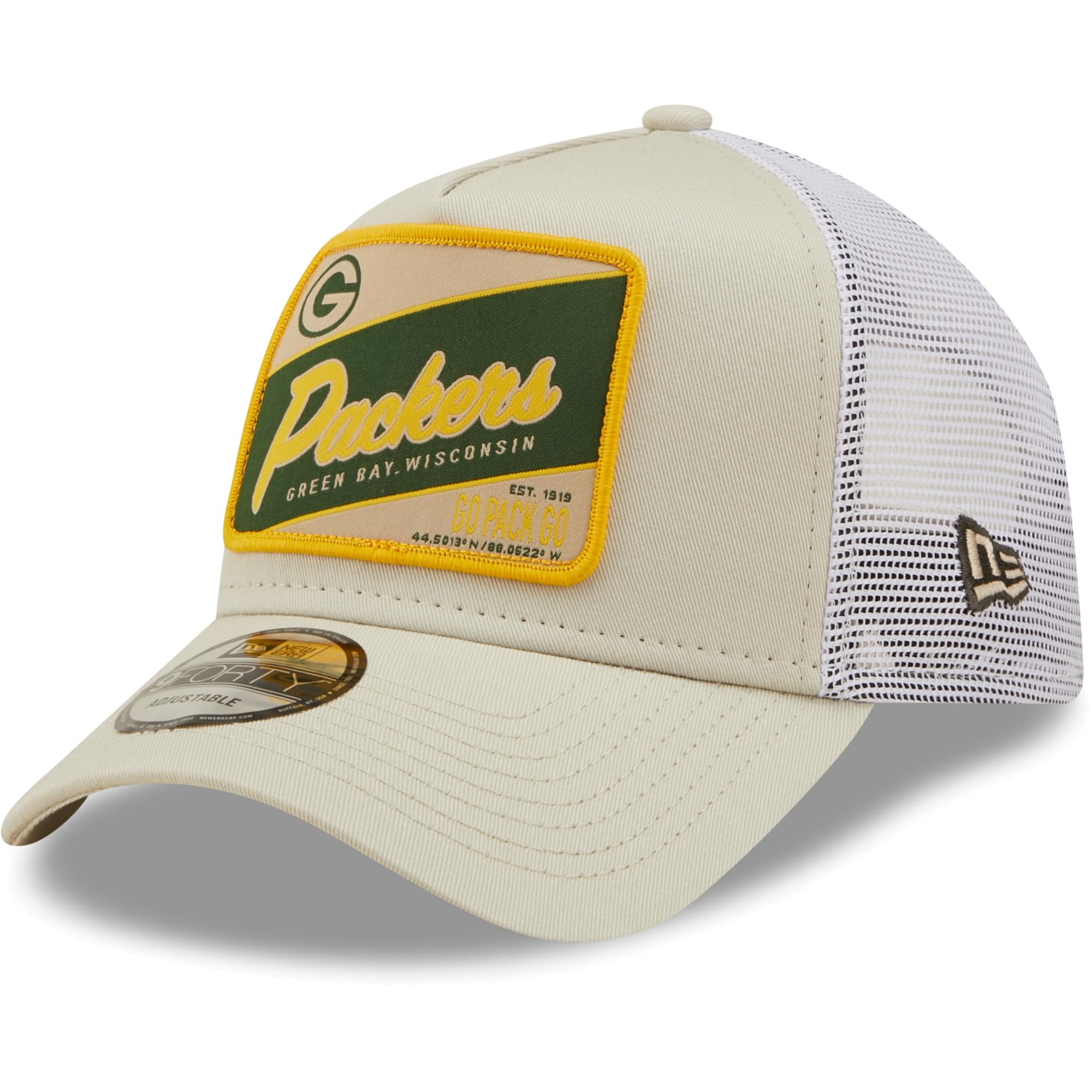 New Era Unisex Beige A-Frame Trucker Cap - Green Bay Packers Stone - One Size