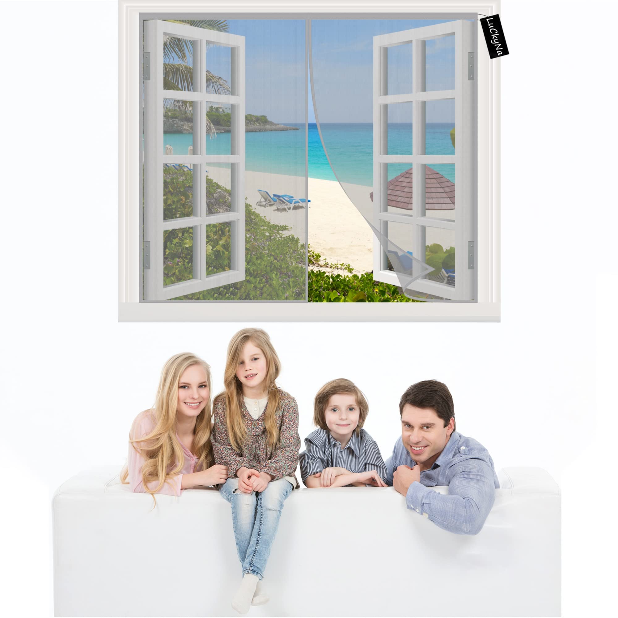 Moustiquaire porte fenêtre magnétique 120x220cm gris résistant
