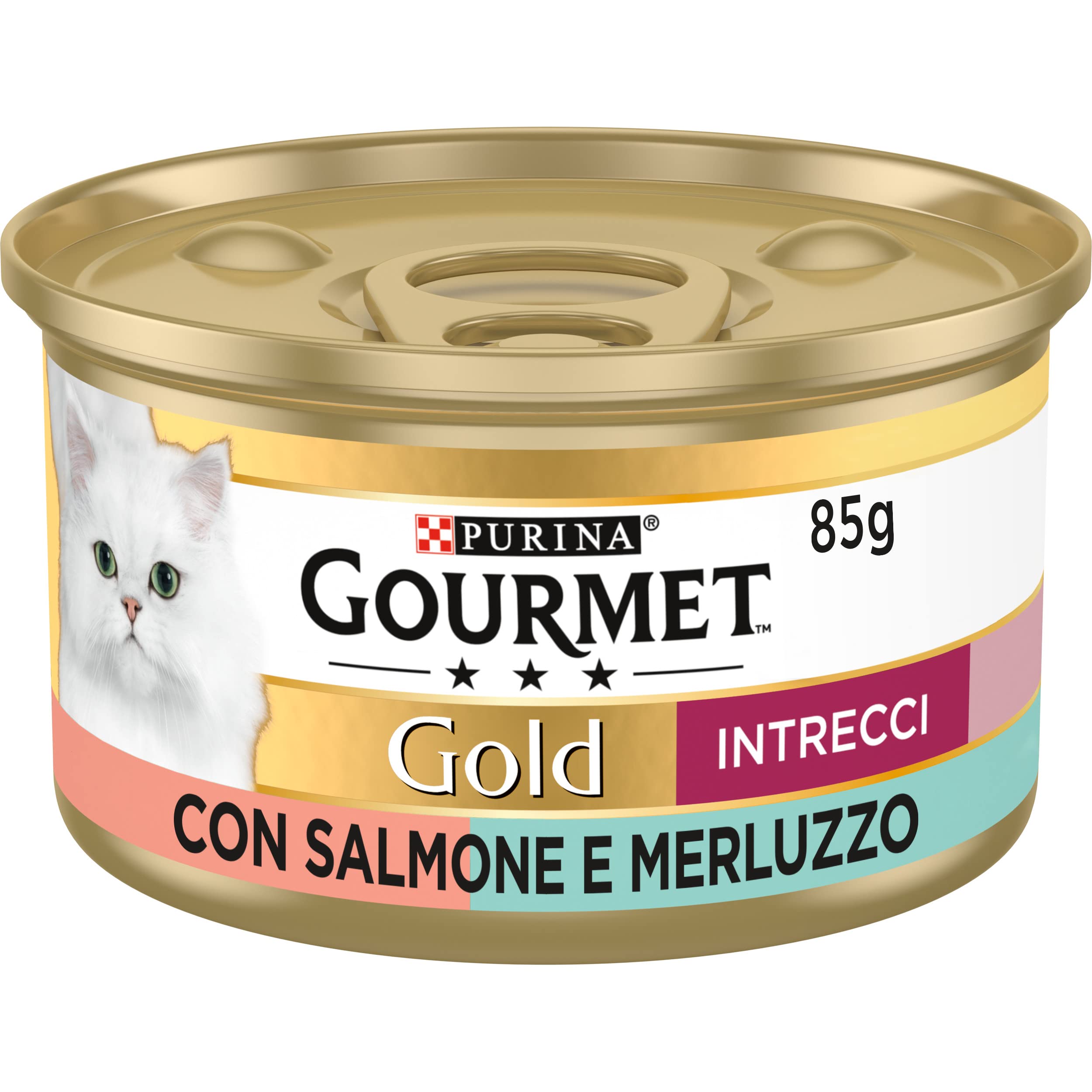 GOURMET Gold Intrecci di gusto Cibo Umido per Gatti Adulti Tortino con Salmone e Merluzzo 24 Lattine da 85g