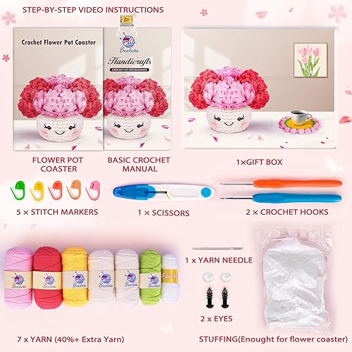 Miniatura 2 de Crochetta Kit de ganchillo para principiantes, kit de inicio de ganchillo con tutoriales en video paso a paso, kits de animales de ganchillo para