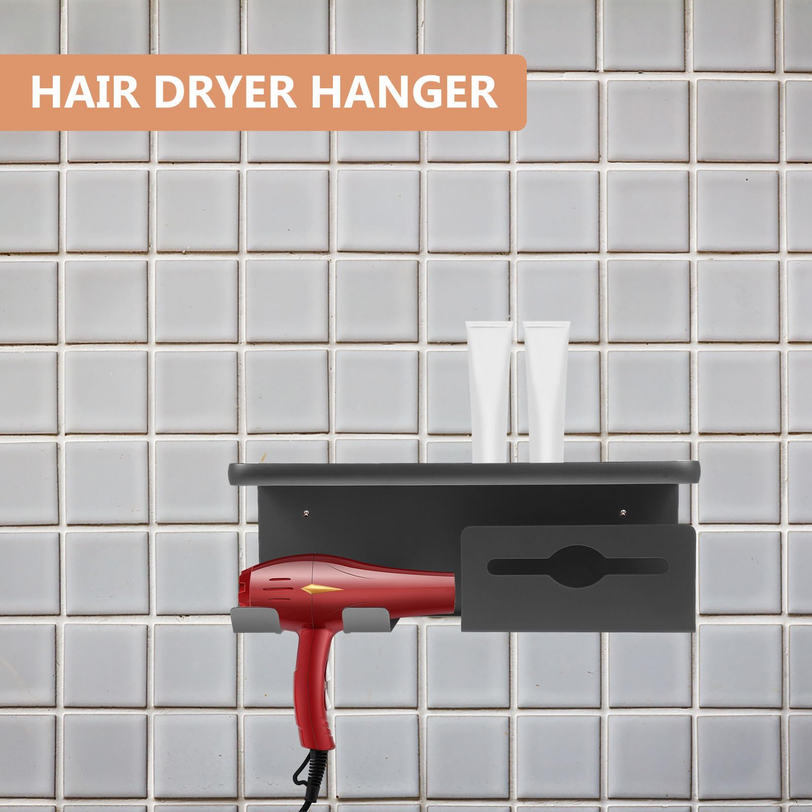 UKCOCO Soporte Negro Secador de Acero en Pared Pelo Montado