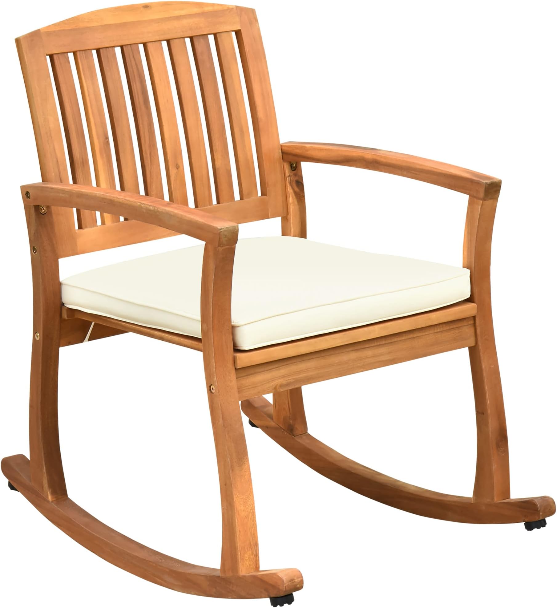 Amazon.com : Outsunny Outdoor Rocking Chair with Cushion, Acacia Wood ...