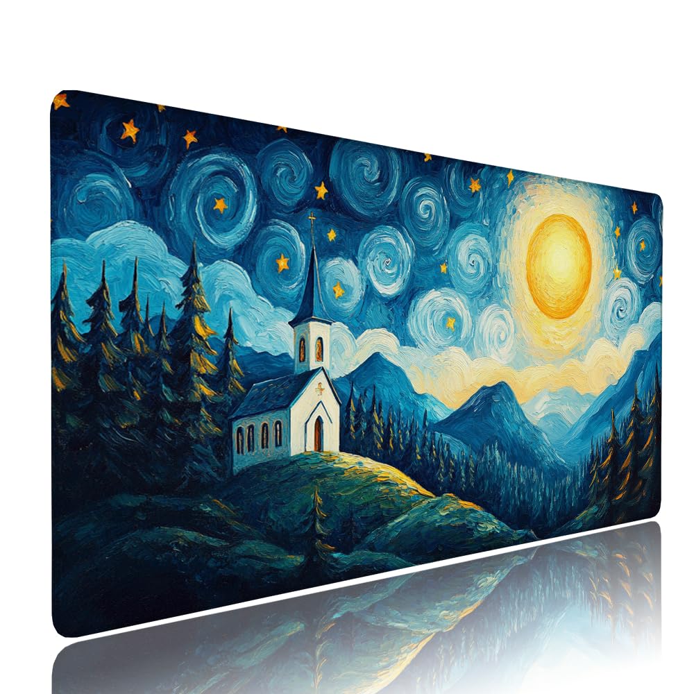 Alfombrilla de Mouse para Juegos, Blu, XXL, Antideslizante, Impermeable, Diseño de Cielo stellato, Extendido, Grande, 1400x600x3mm, para PC, Laptop, Ufficio, Famiglia d-859