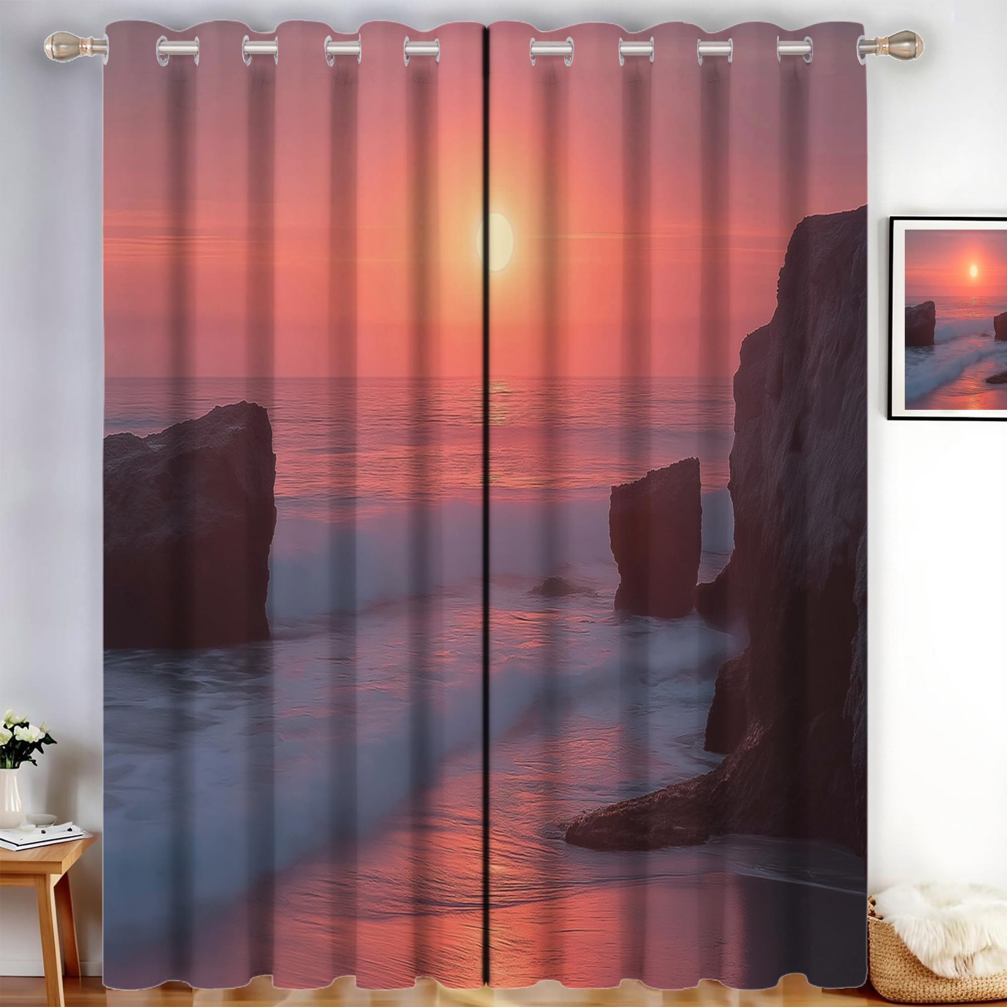 Rideaux occultants thermiques roses 140x225 cm anti froid et chaleur pour chambre