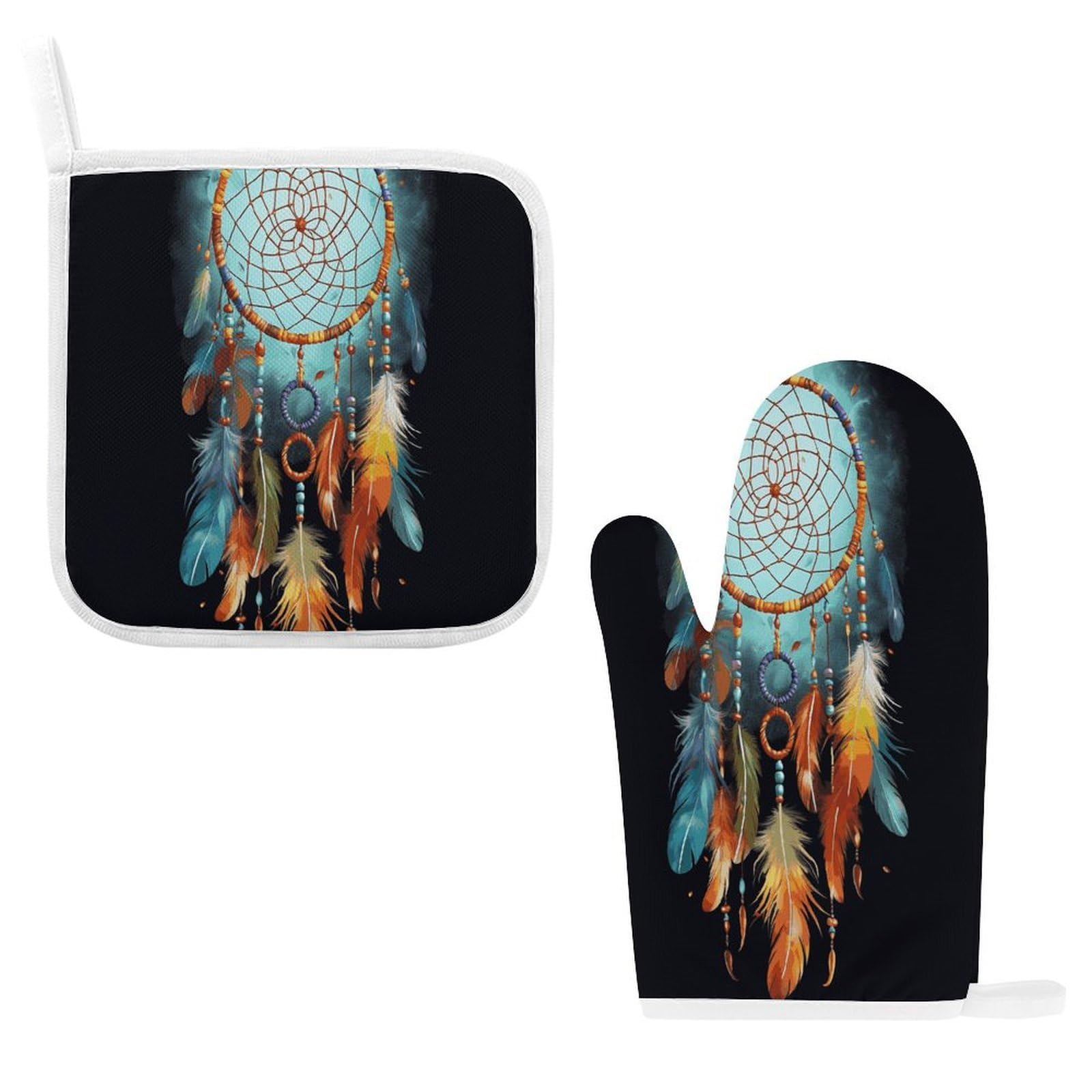 Fodpand Style Feathers Dream Catcher Oven Mitts And Pot Holders Sets