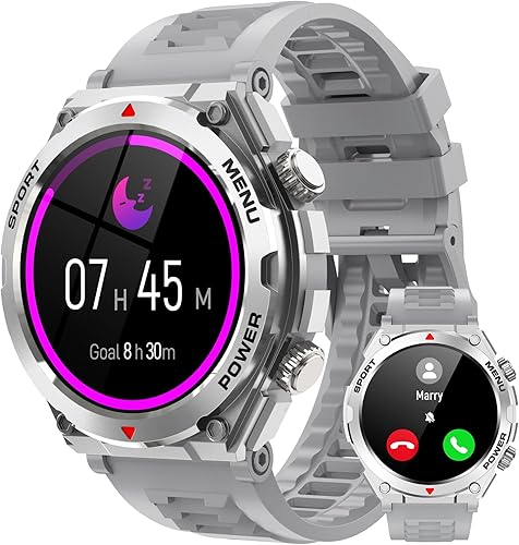 Reloj inteligente militar, pantalla táctil de 1.52 pulgadas, reloj inteligente táctico con texto y llamadas, frecuencia cardíaca, oxígeno en sangre