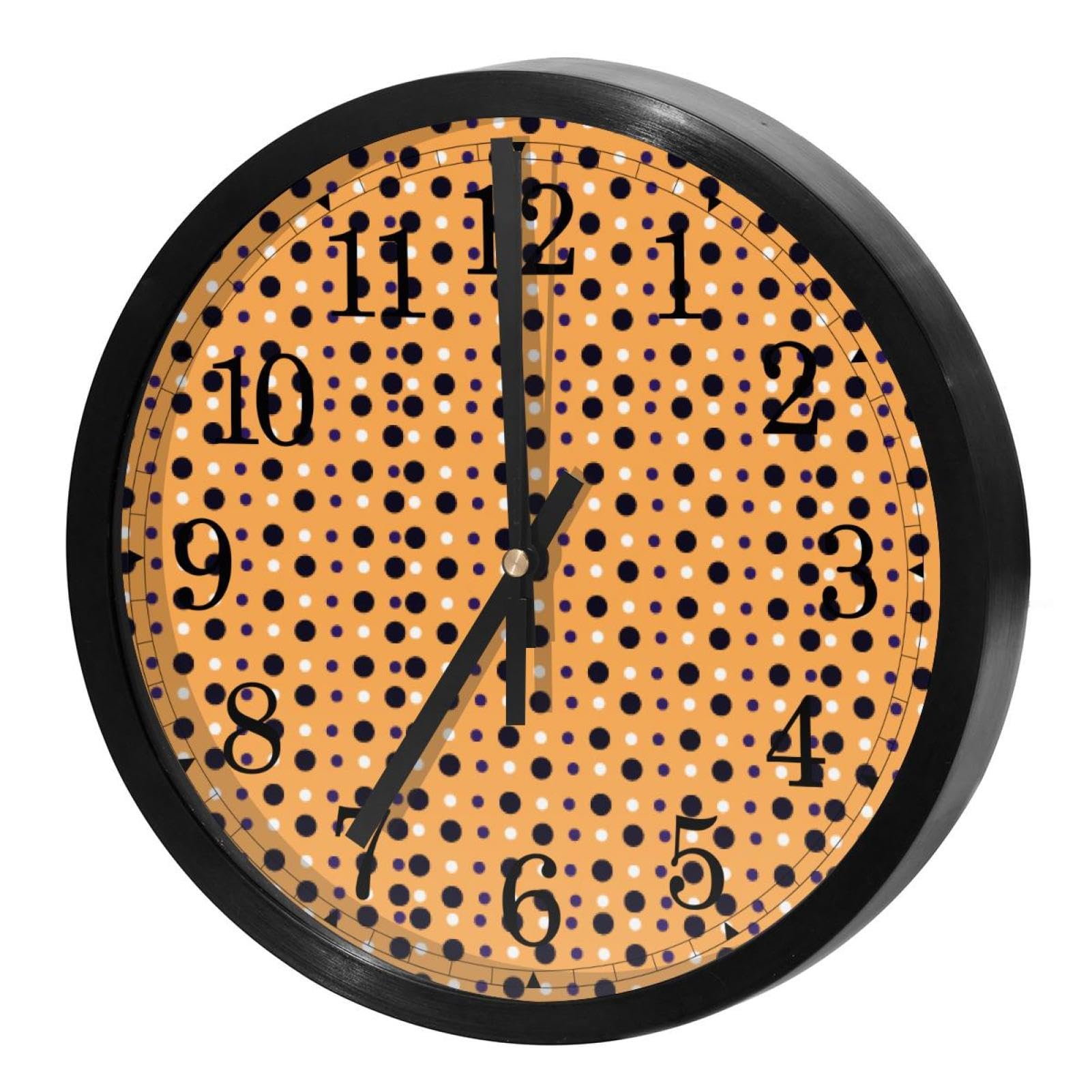 Horloge murale silencieuse à quartz ronde à pois noirs et blancs pour la cuisine et le bureau