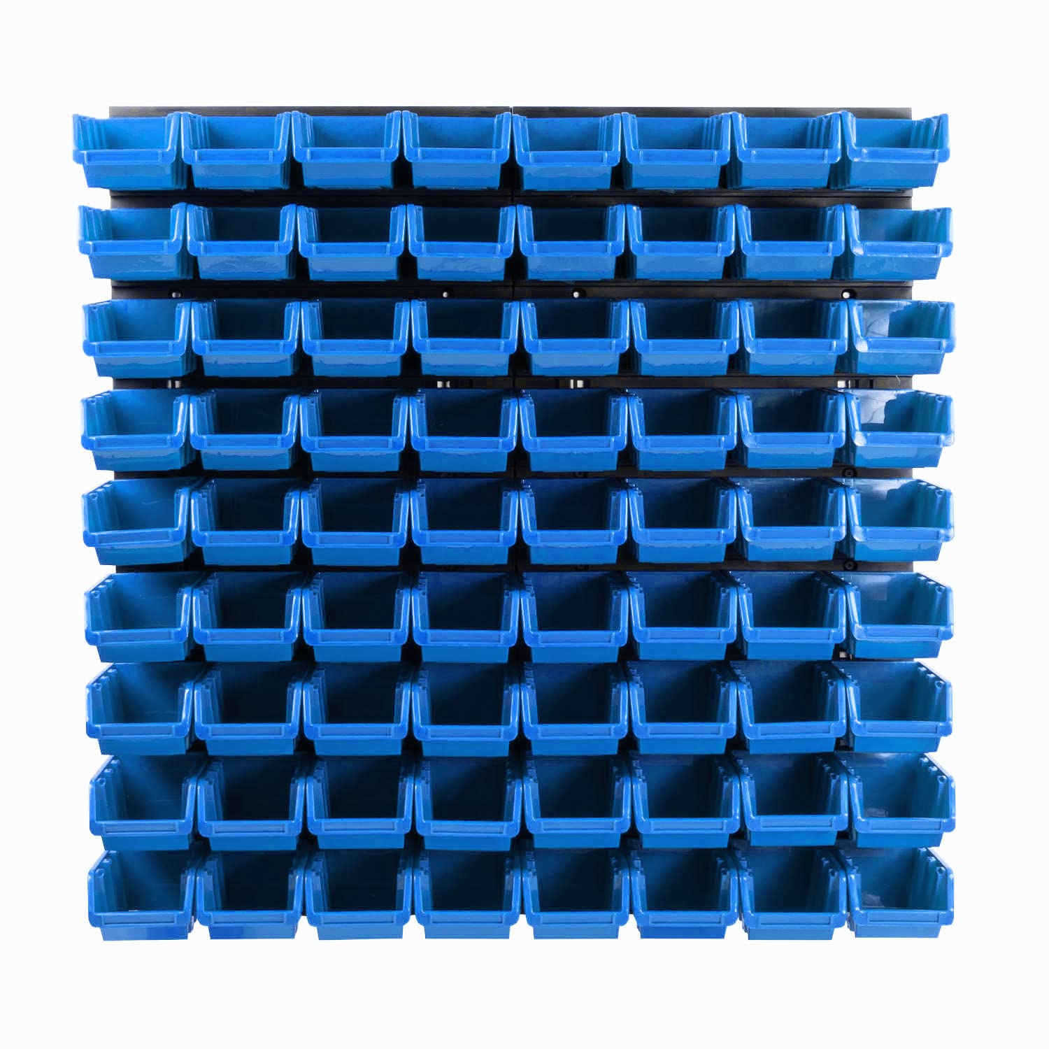 Sistema de almacenamiento de pared, 770 x 780 mm, 72 unidades, cajas apilables, cajas de almacenamiento de visión, placas de pared extrafuertes, estantería ampliable, estantería de taller