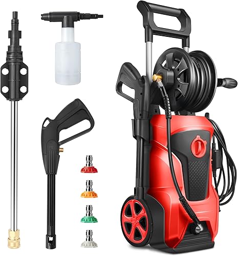 DNA MOTORING TOOLS-00229 - Lavadora a presión eléctrica de hasta 2176 PSI de 2.4 GPM de flujo máximo para limpieza de patio y automóvil con boquilla