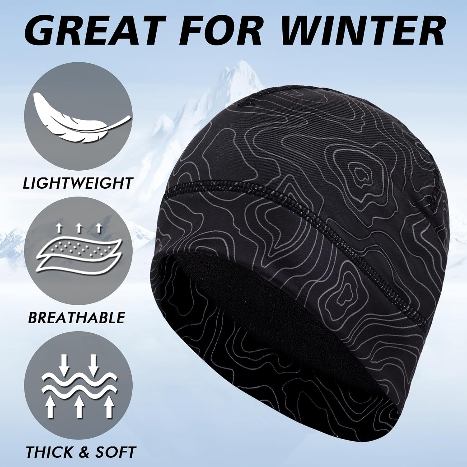 Winter Thermal Beanie Cap - Windproof Skull Warm Headwear Hat for Outdoor Activities or Wear Under Helmet - Image 4