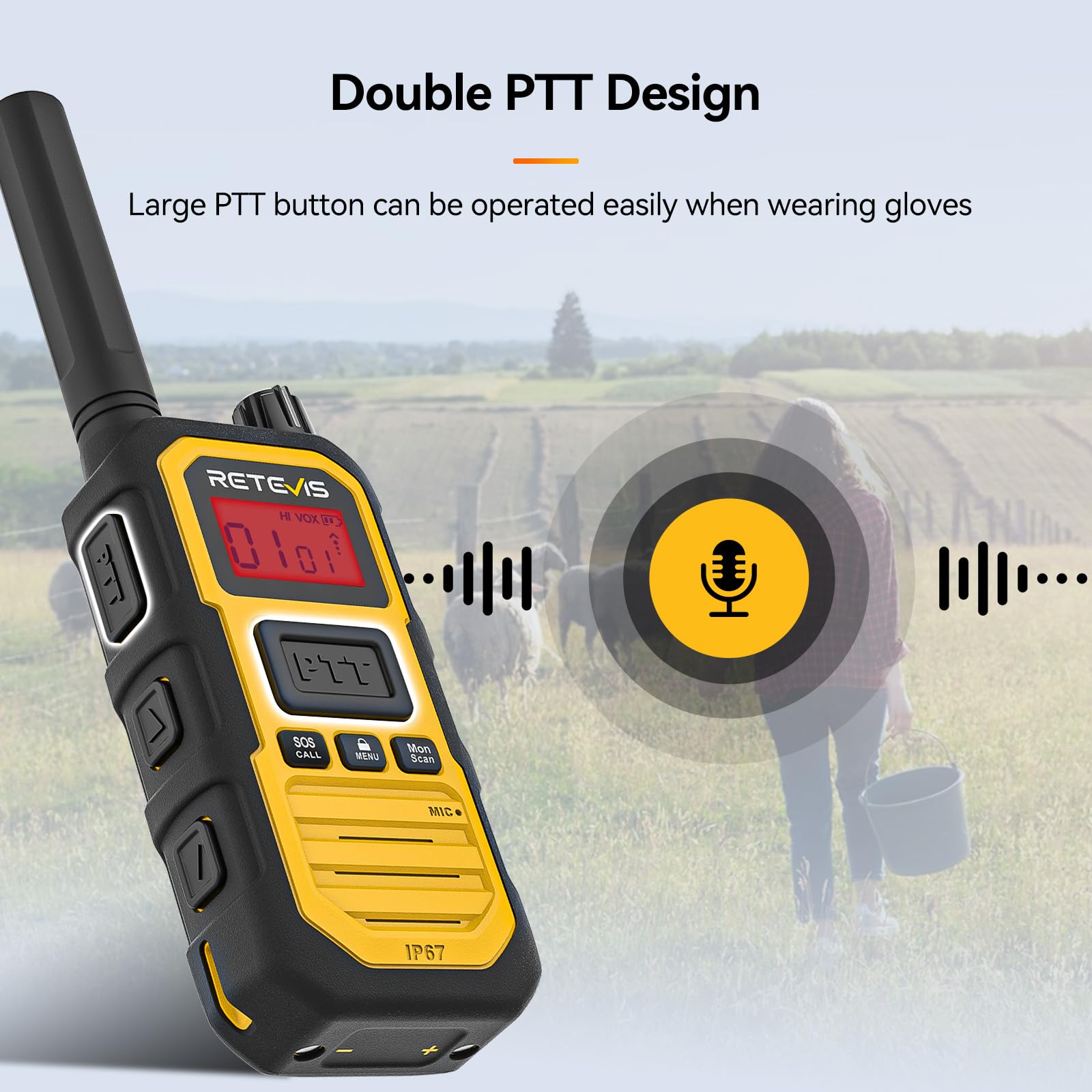 Retevis RB648Plus Talkie Walkie, Radio Bidirectionnelle Étanche IP67