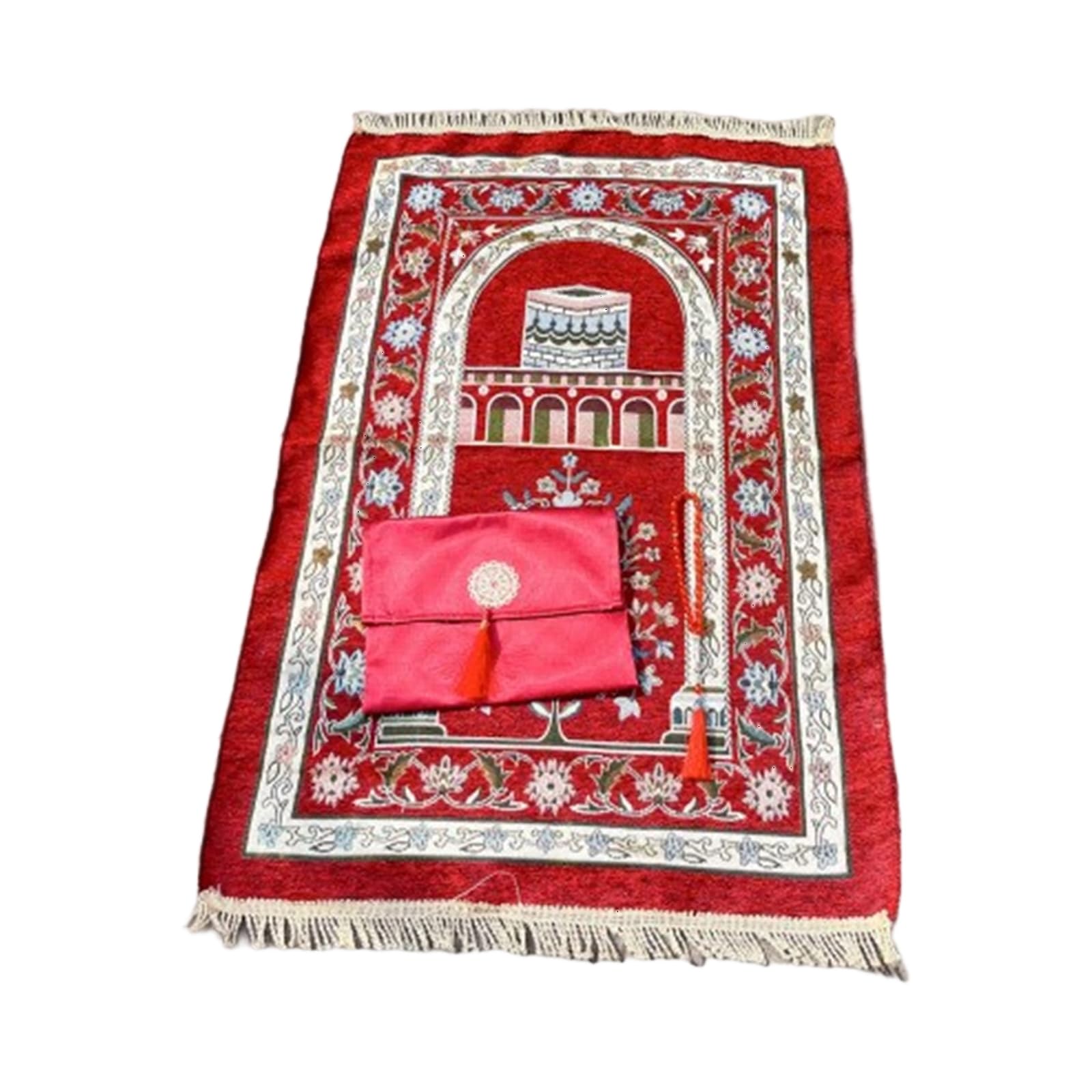 Tapis de prière avec perles d'adoration antidérapant ensemble complet de dévotion