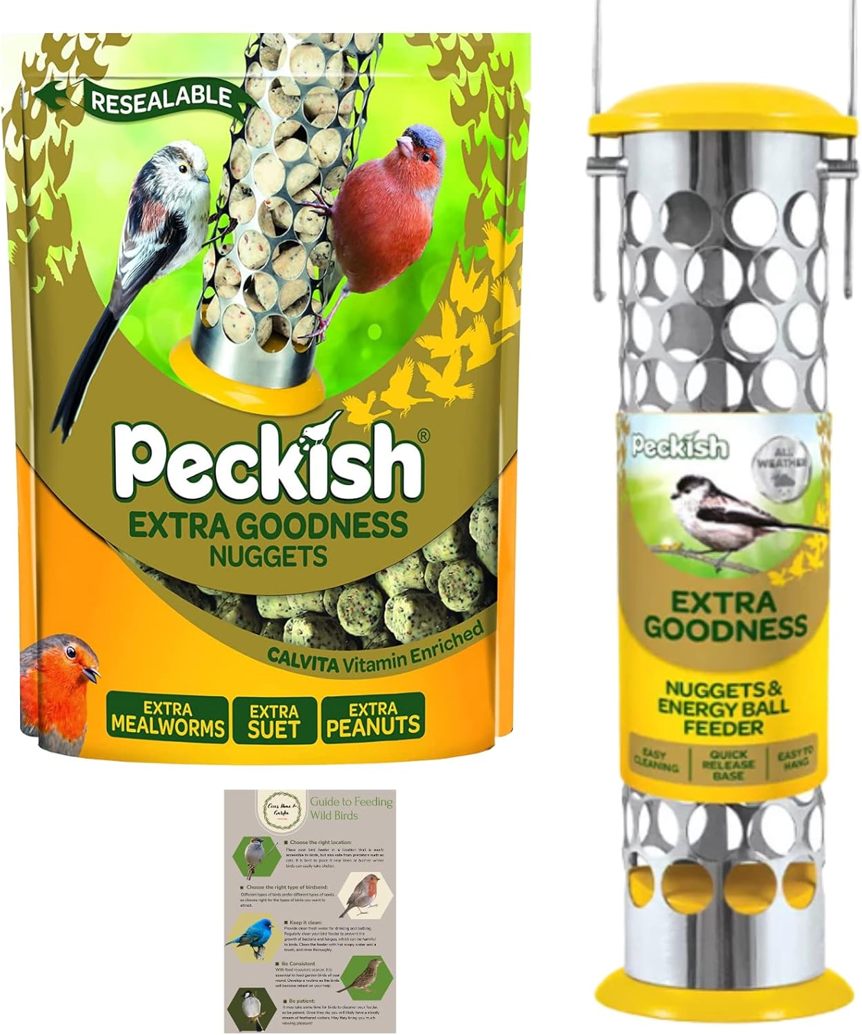 Suet Nuggets Wild Bird Food Feeder Set 1x Peckish Extra Daily