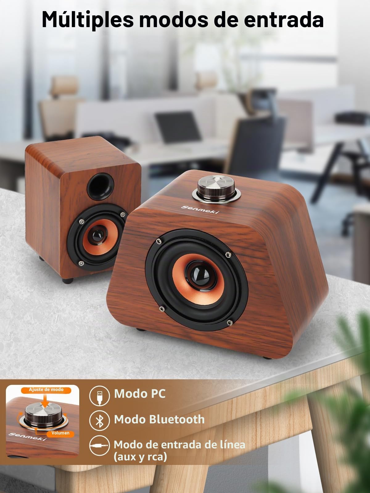 Altavoces para Ordenador, Mini Altavoz PC con Subwoofer, Altavoces de Escritorio 2.1 Alimentados por USB, Bluetooth 5.0 y Entrada RCA para PC, Portátiles, Tocadiscos, Teléfonos, Tabletas (K02)