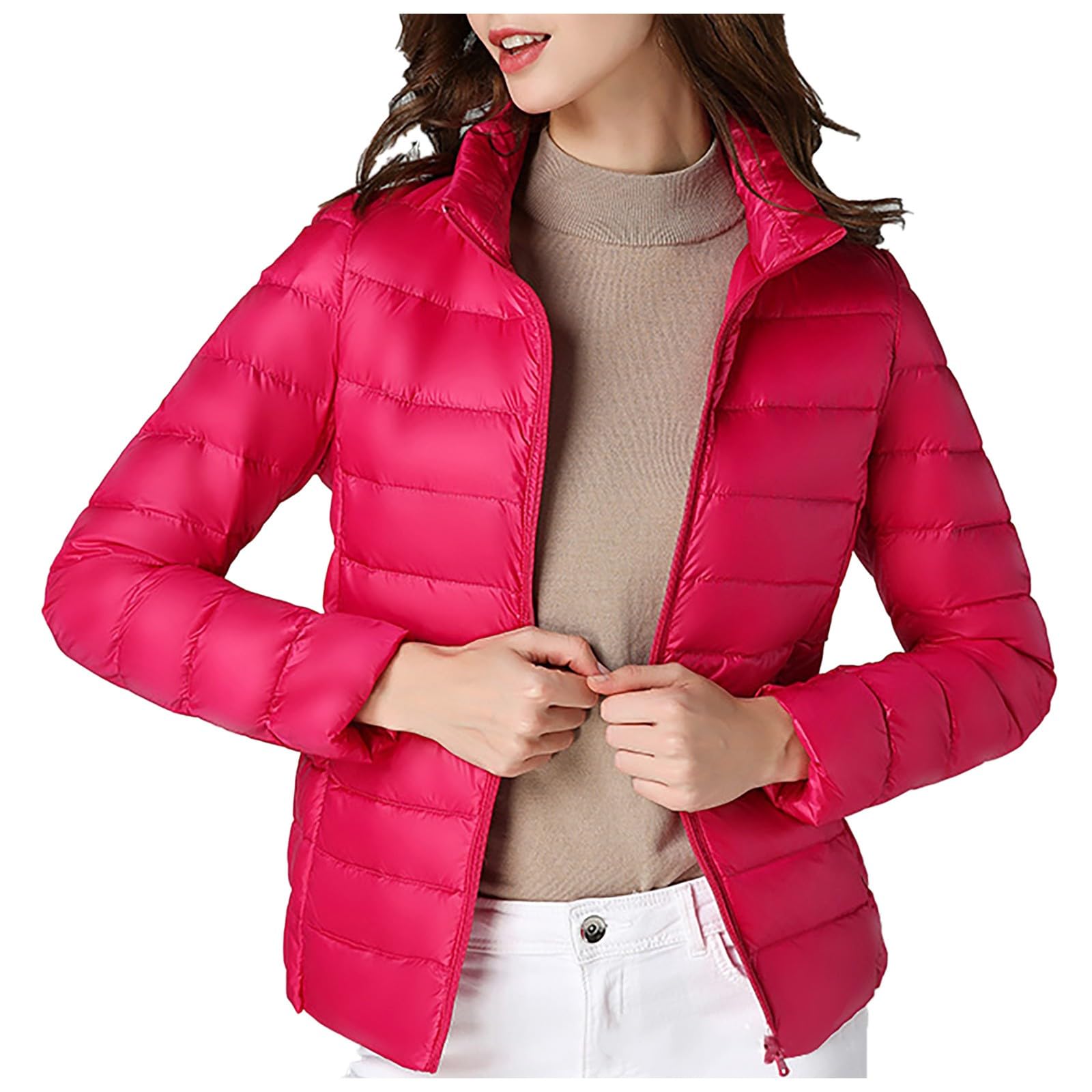 Chaqueta Mujer Abrigo Entretiempo Invierno Cazadora Plumiferos，Chaqueta acolchada corta para mujer plumón y abrigado estilo