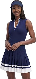 Izod Women's V-Neck Pleated Sleeveless Athletic Dress