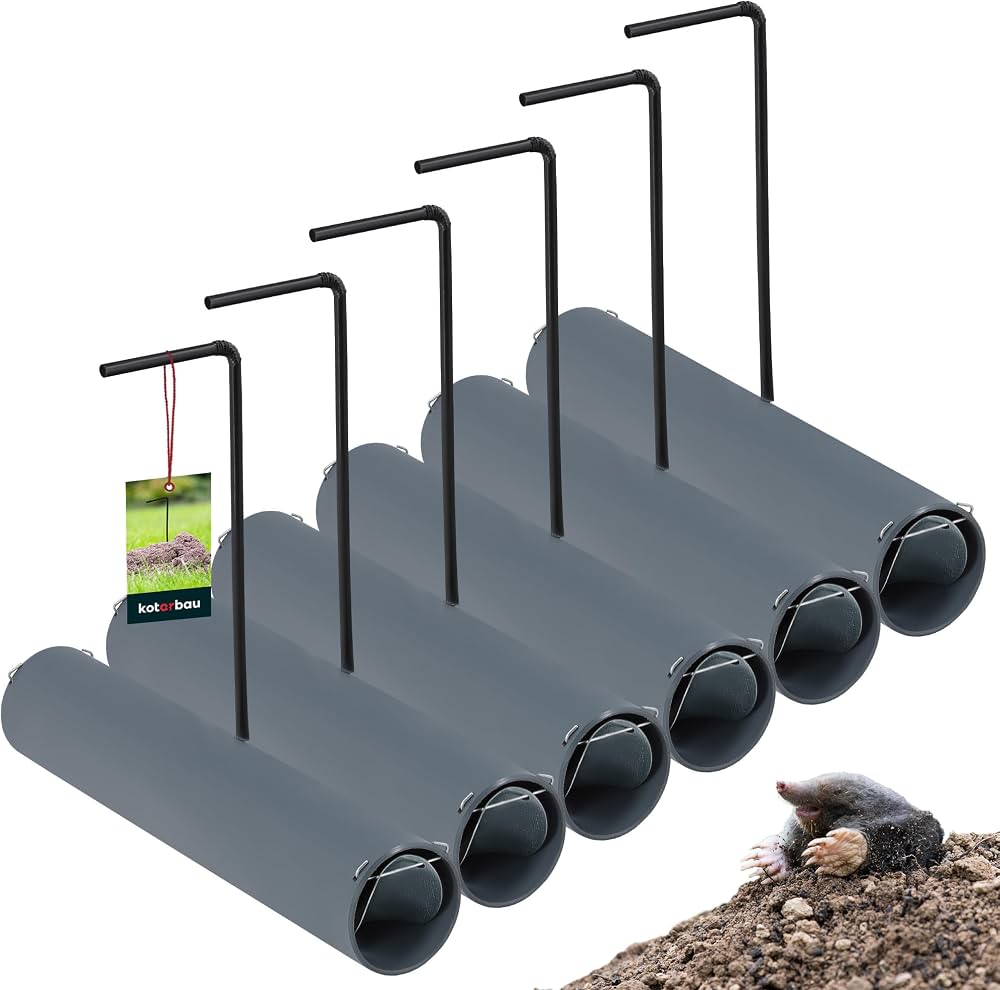 GARDIGO Kit Pièges à Taupes - 4 Pièges + Sonde Et Poinçon - Réutilisable - Protection Jardin Et Potager