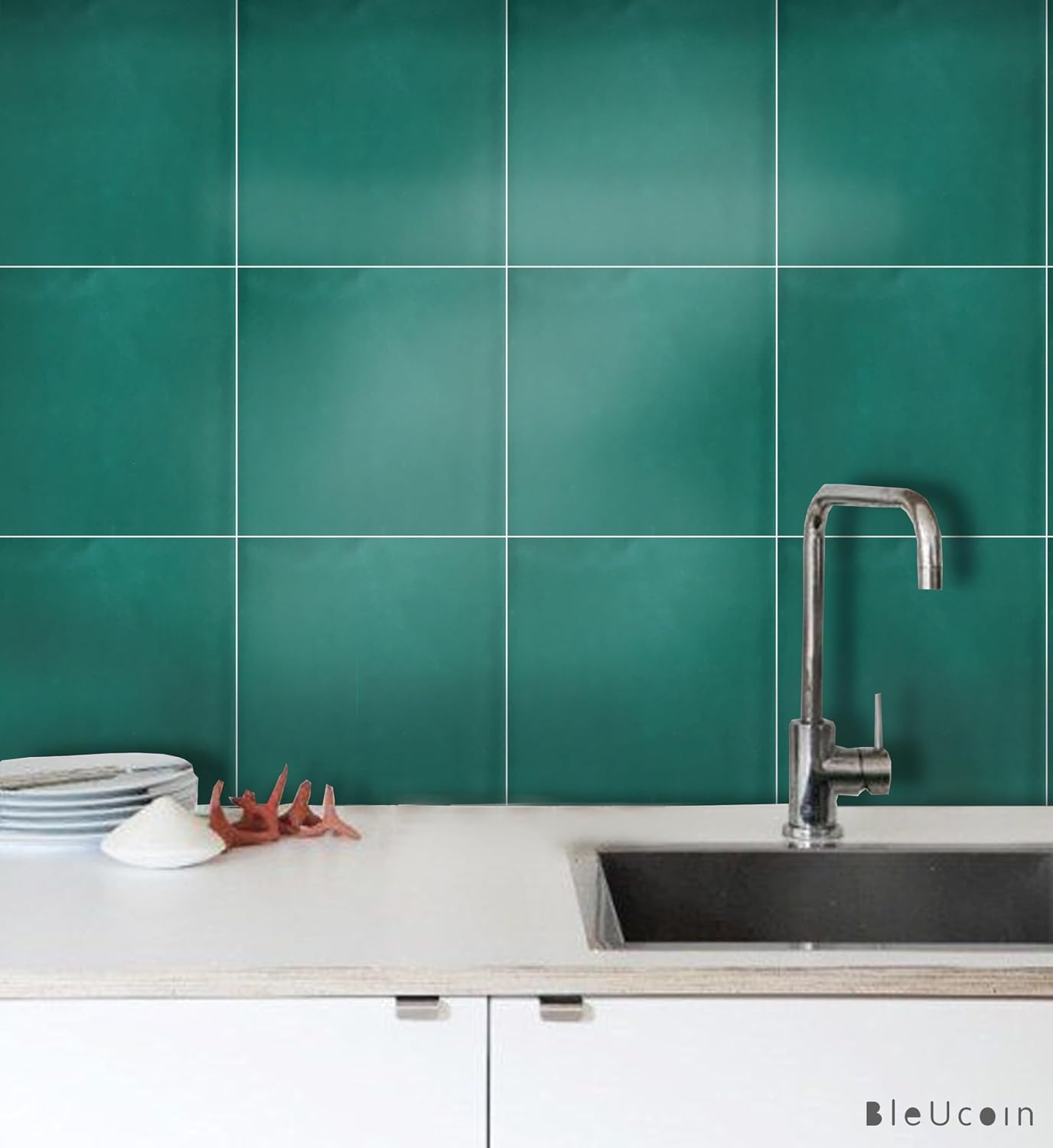 Como Bleucoin Peel and Stick Tile Stickers Vinyl Self-Adhesive Backsplash for Kitchen & Bathroom Water-Resistant & Removable Tile Decals for Instant Makeover (24, 4.25" x 4.25" Inch)