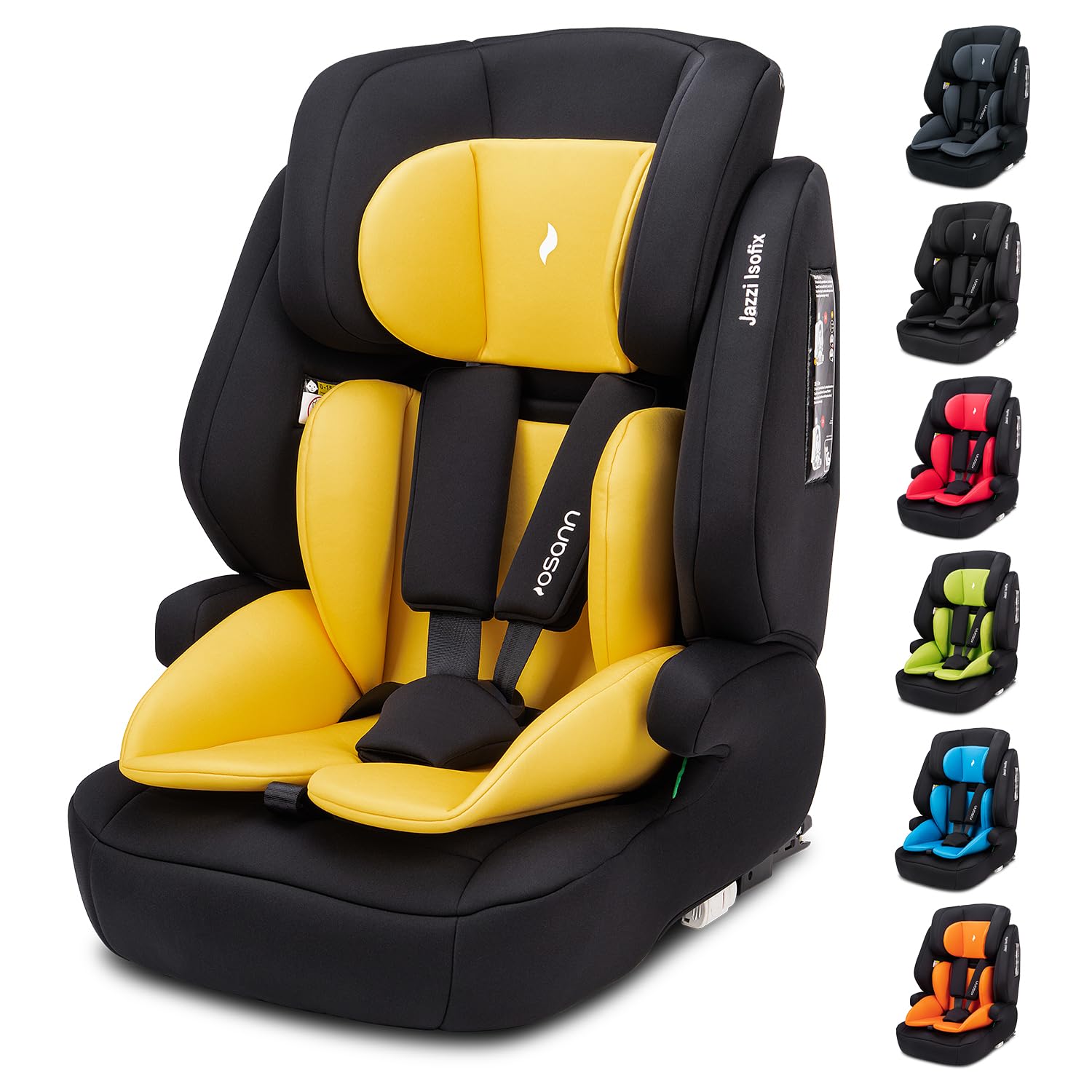 Osann Jazzi Isofix – Der sichere Kindersitz ab 1 Jahr (76–150 cm), mitwachsend mit Isofix & Top-Tether, Schutz & Geborgenheit auf jeder Fahrt - Pineapple