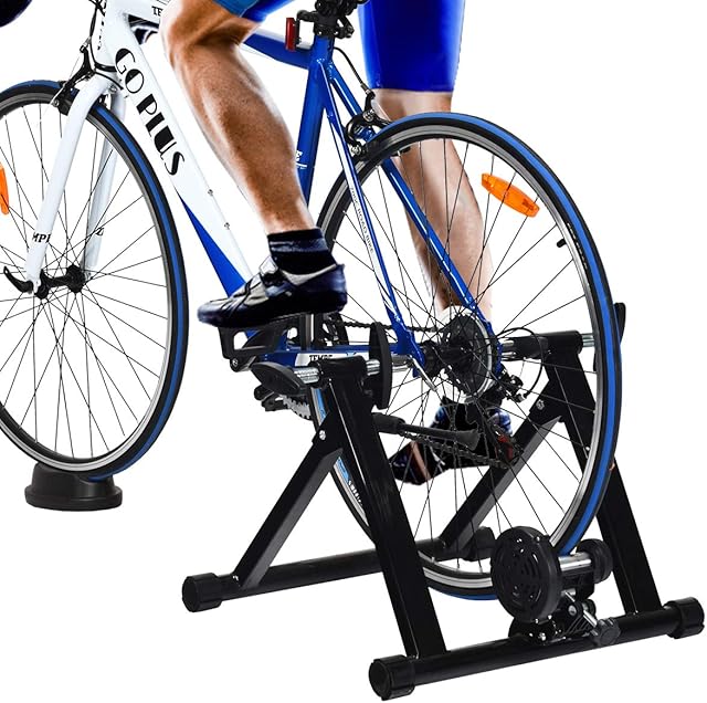 GiantexUK Fluid Turbo Trainer, Indoor Folding Exercise Bicycle Training Stand with 8 Resistance Level & Noise Reduction, Bike Training Fitness Stand for 26'' To 28'' Wheels