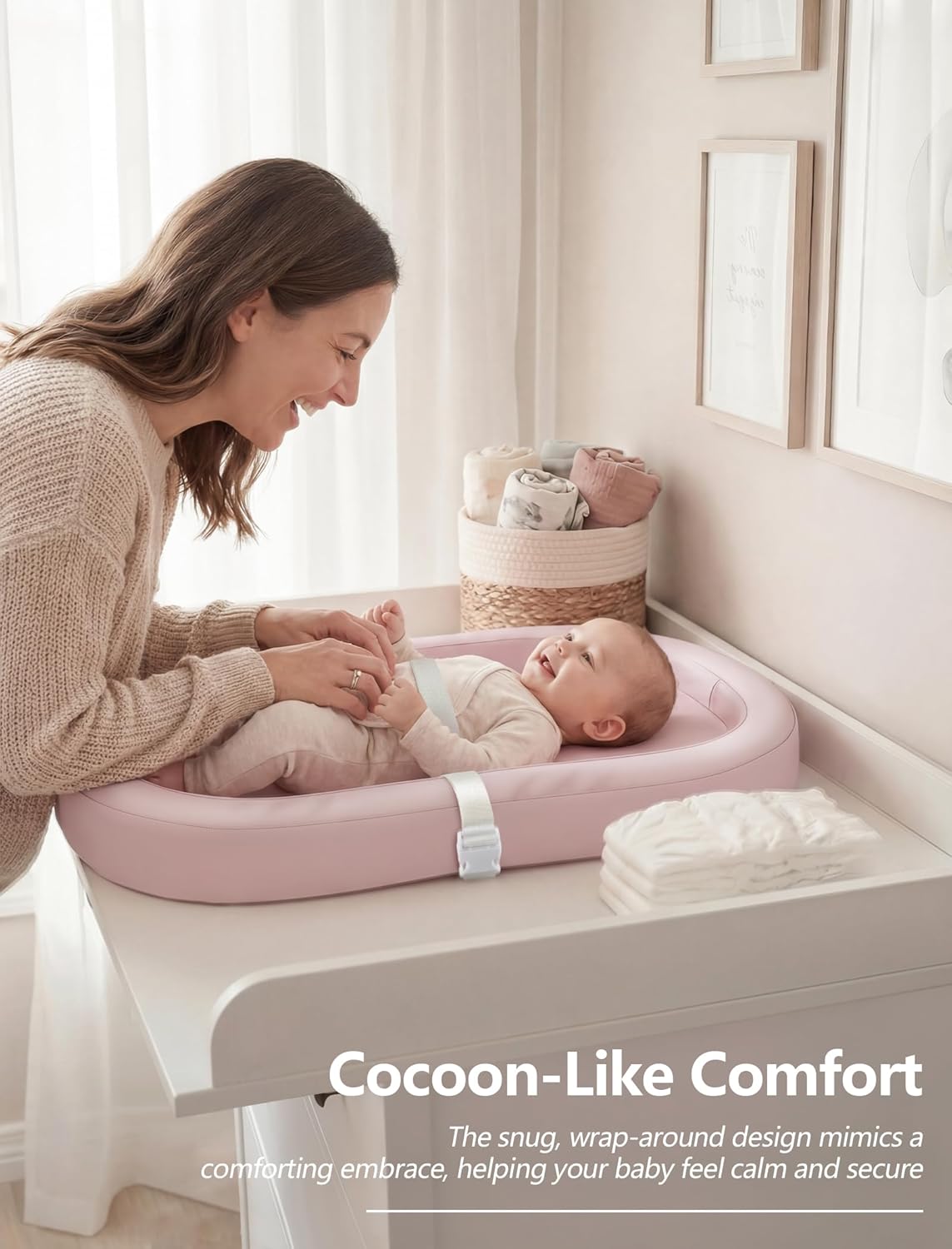 Wipeable Baby Changing Pad, Changing Pad Babies for Dresser Waterproof Standard Size in 30.7” * 15.7” for Diaper Changing on Table (Pink)