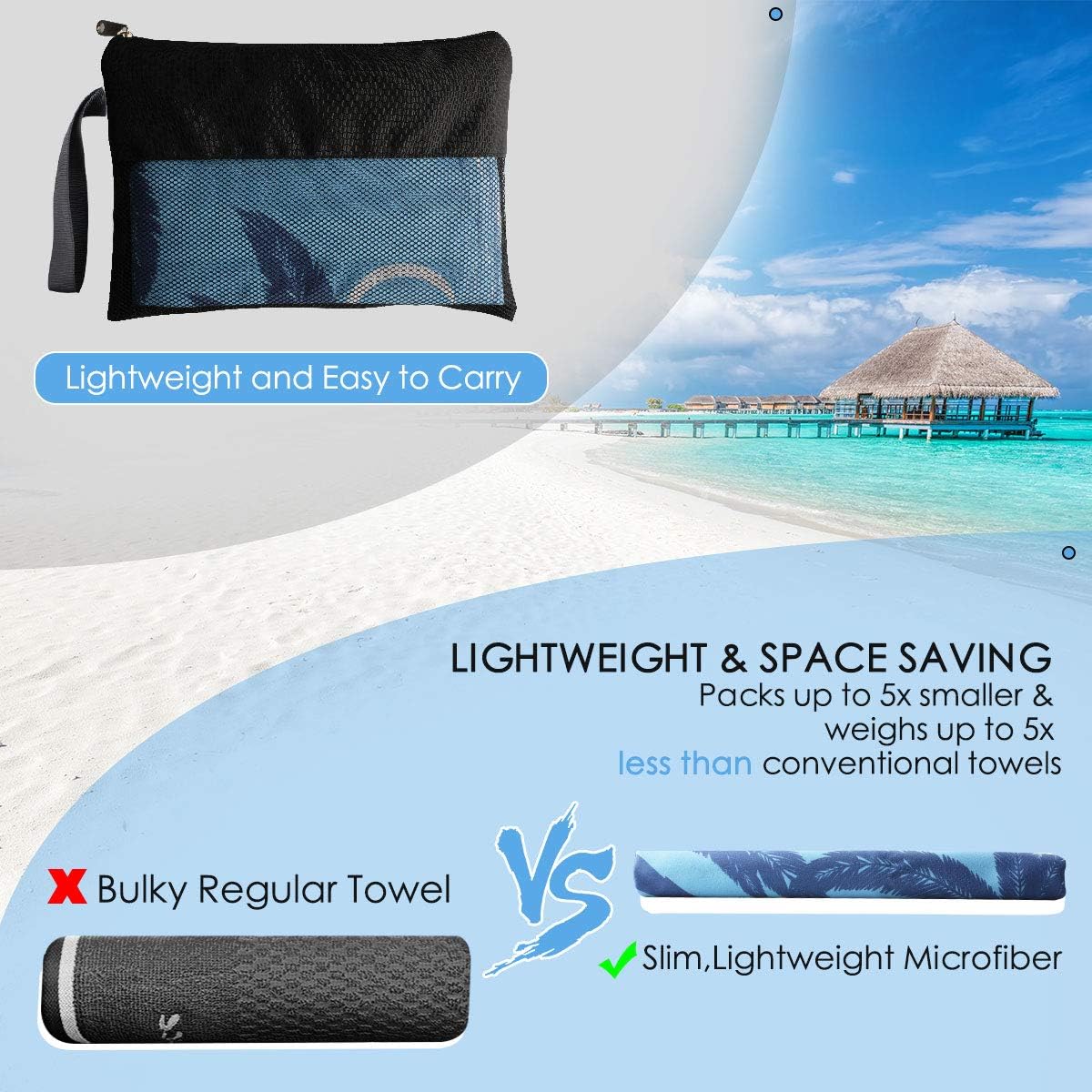 Beach Towel, Microfiber Beach Towels, Oversized, Quick Dry (73" x 35") Sand Proof, Absorbent, Compact, Beach Blanket, Lightweight Towel for The Swimming, Sports, Beach, Gym-Coconut Tree : Home & Kitchen