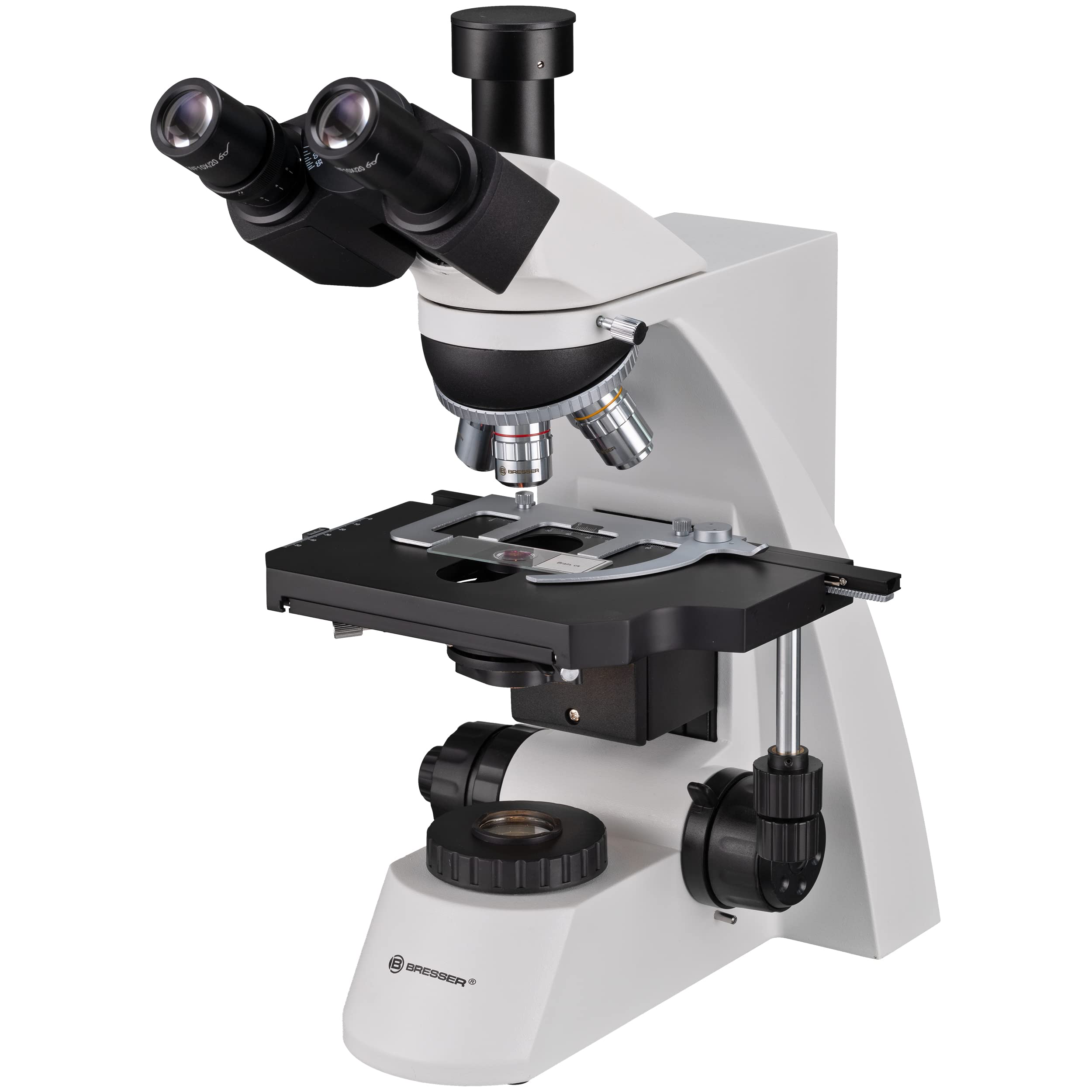 Bresser 5760100 Science TRM 301 Microscopio | Illuminazione Köhler trasmessa, Tubo fotografico trinoculare, Tavolino meccanico, Condensatore Abbe, Fuoco macro e fine