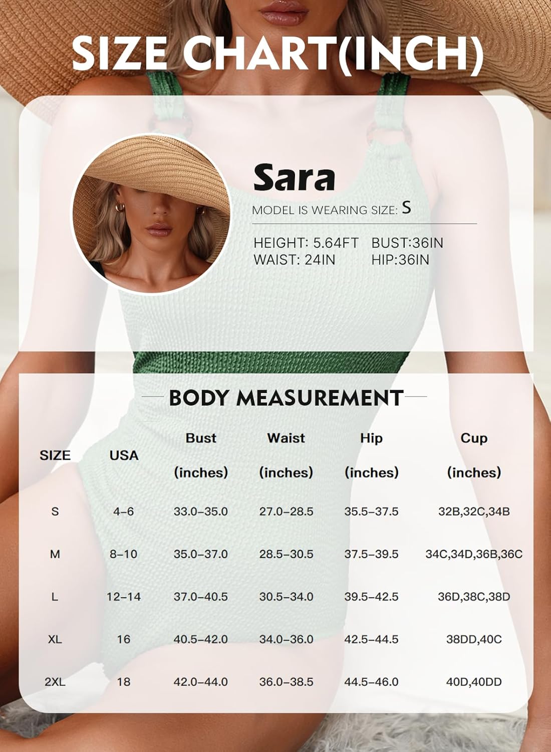 Herseas Women's One Piece Swimsuit Solid Ribbed Padded O Ring Wide Straps Scoop Neck Summer Tummy Control Bathing Suit - Image 6