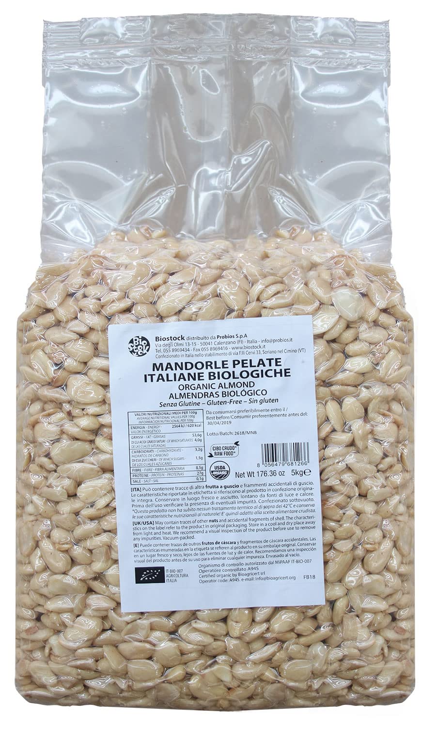 Probios, Mandorle Pelate Bio, 5 kg