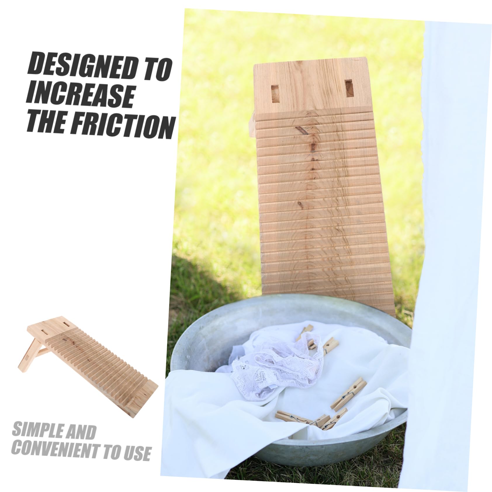 VOSAREA Asse per Lavatoio in Legno Massello Superficie Antiscivolo e Design Creativo, Tavola Lavapanni Robusta e Liscia per Vestiti Delicati e Pannolini
