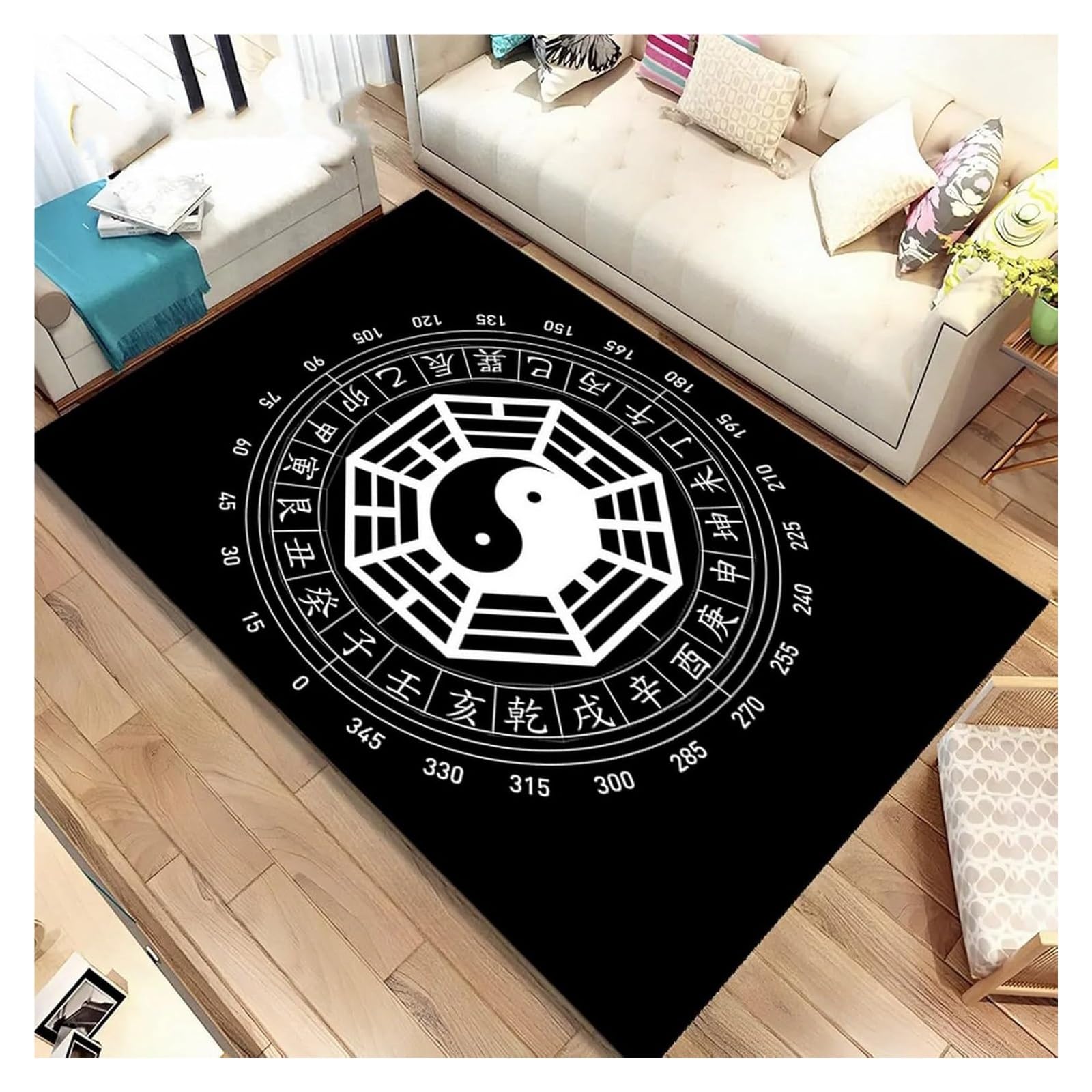Dywan Tai Chi, dywan 3D Dywaniki z złudzeniem optycznym, Tai Chi Bagua Yin Yang 3D wzór dywaniki podłogowe zmywalne antypoślizgowe oddychające do salonu sypialnia Home Decor(120 x 160 cm/47.24" x 62.9