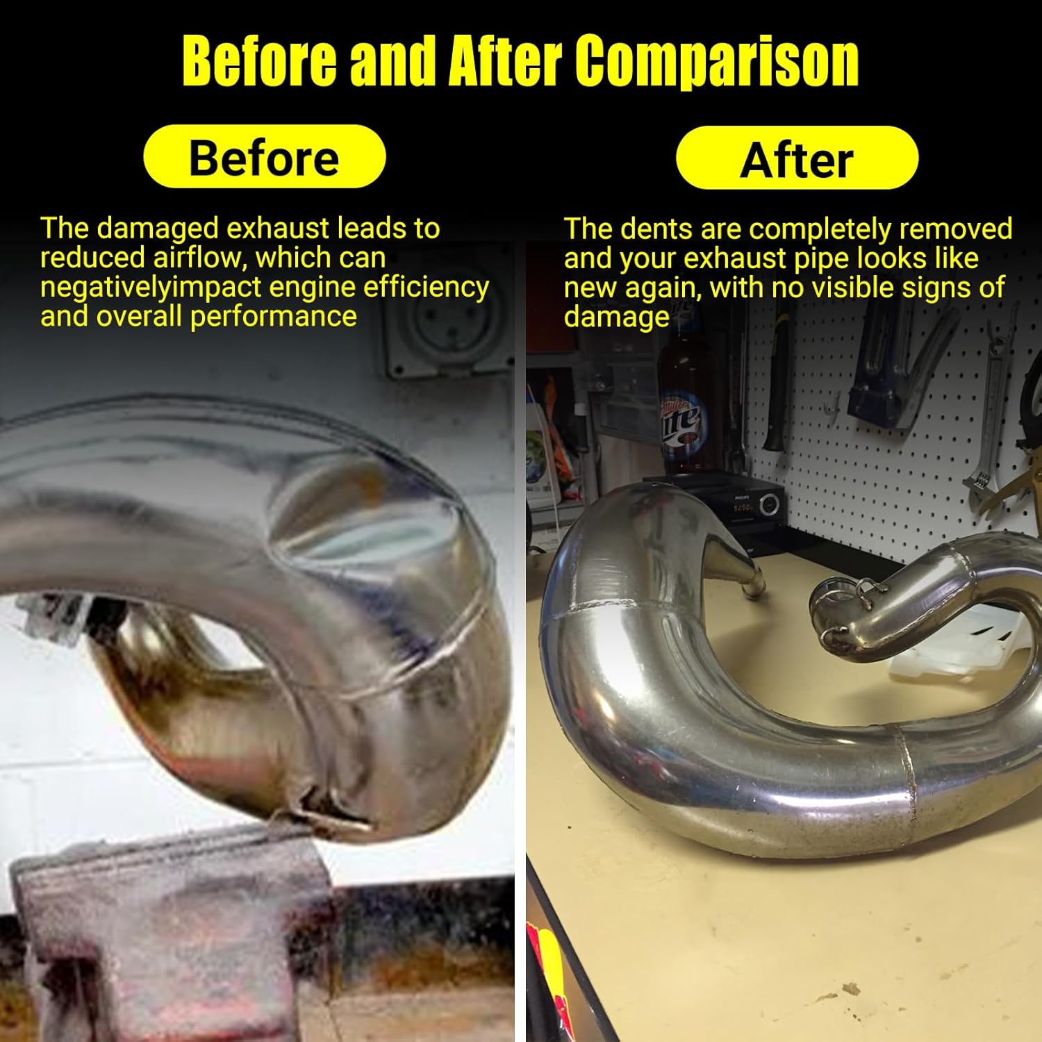 125 150 200 250 300 cc 2 Stroke Exhaust Pipe Dent Repair Kit, Professional Dent Remover Tool for Dirt Bikes, ATVs, Motorcycles