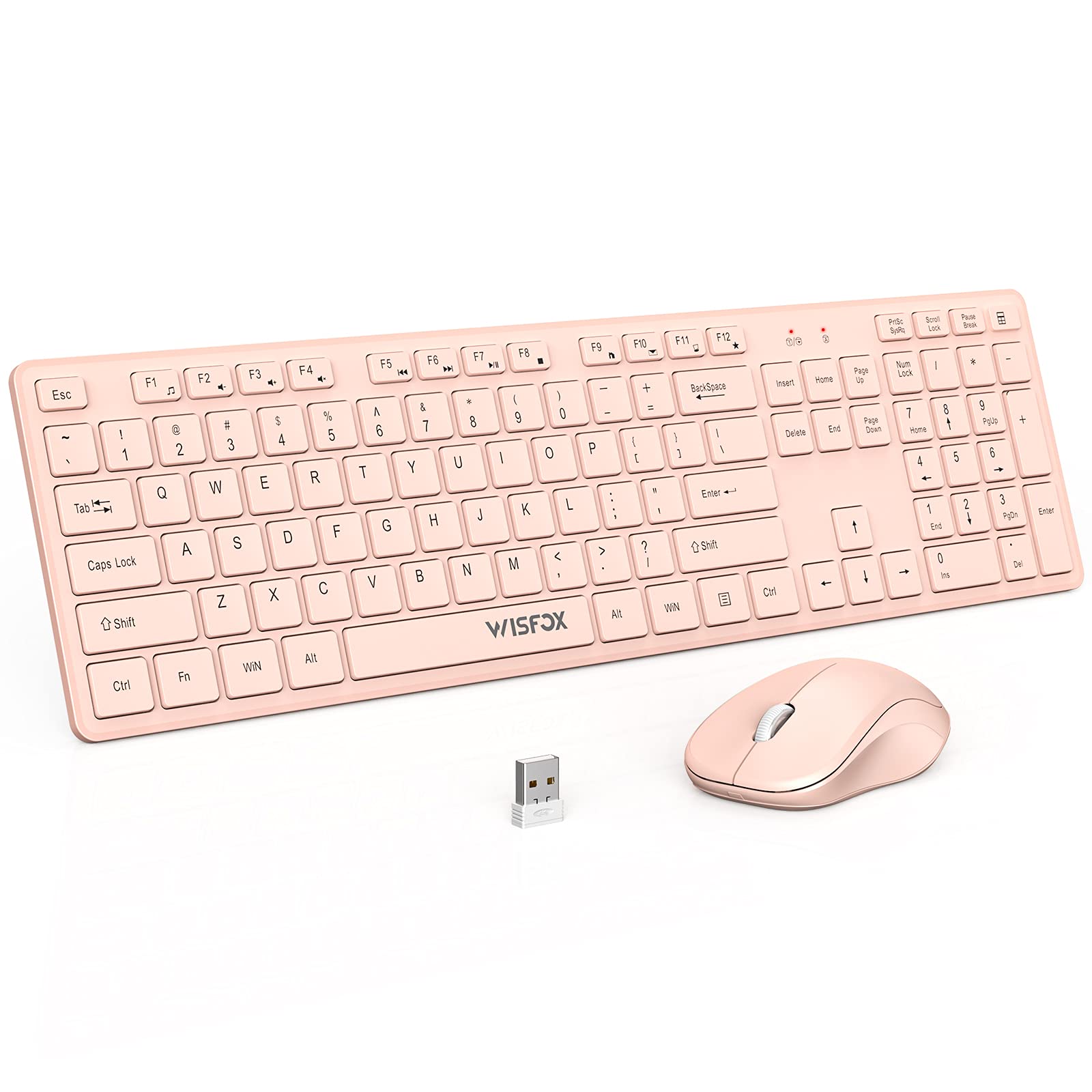 Buy Wireless Keyboard and Mouse Combo, WisFox 2.4G FullSize Wireless