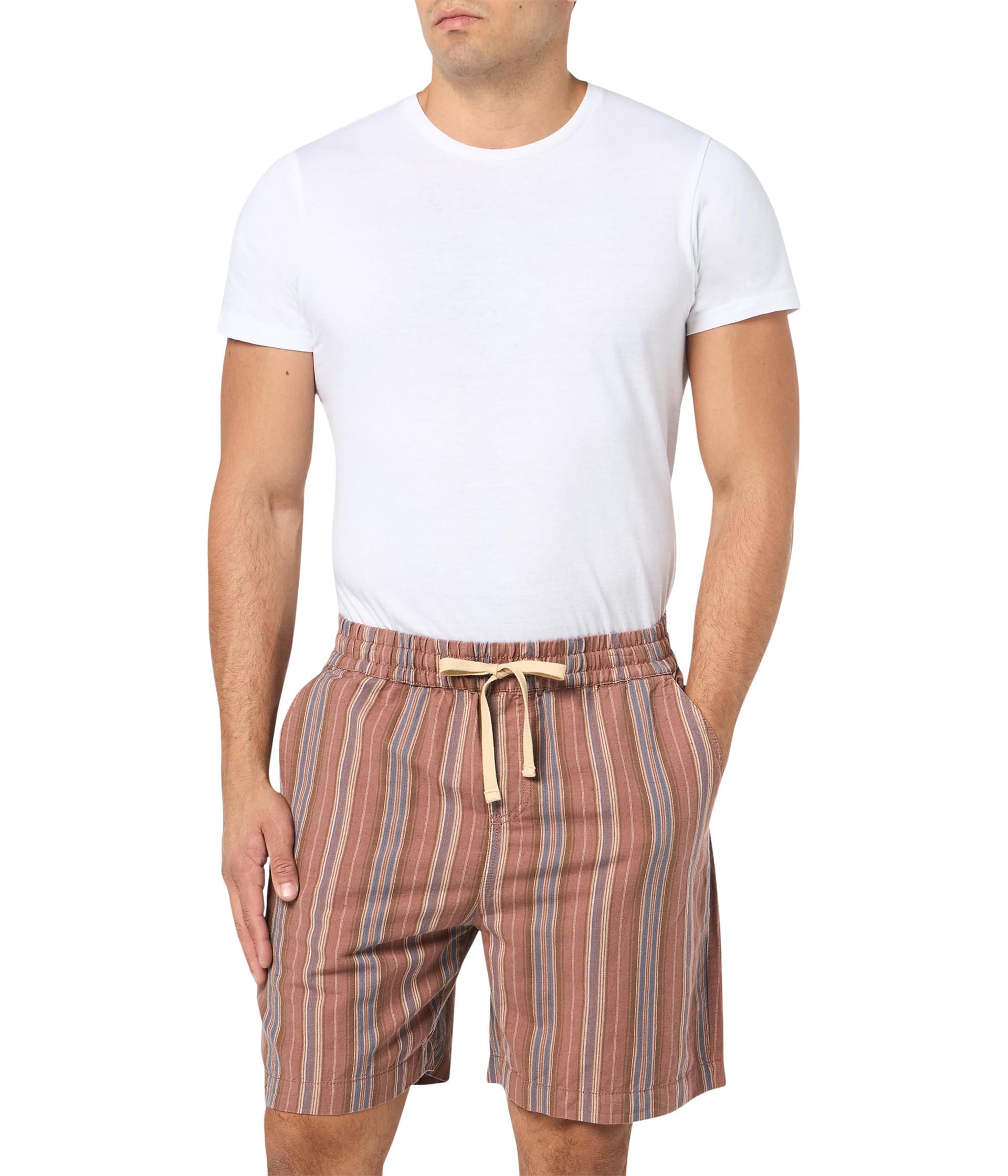 Lucky Brand Lucky Brand Men's 7" Striped Linen Pull-on Shorts - Shorty Mężczyźni