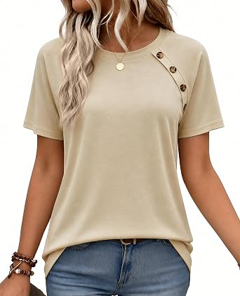 siliteelon Women Short Sleeve Summer T-Shirts Crewneck Loose Fit Tops Dressy Casual Oversized
