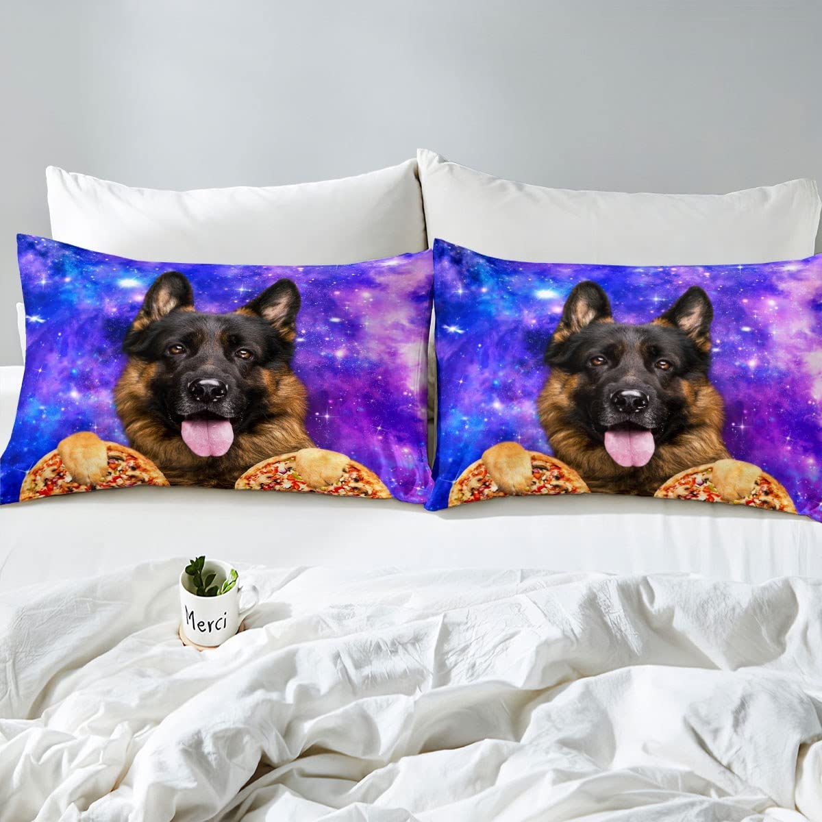 Set Biancheria Da Letto Con Pastore Tedesco – Copripiumino 3D Con Foglie Autunnali Rosse, Microfibra, Regalo Per Amanti Cani