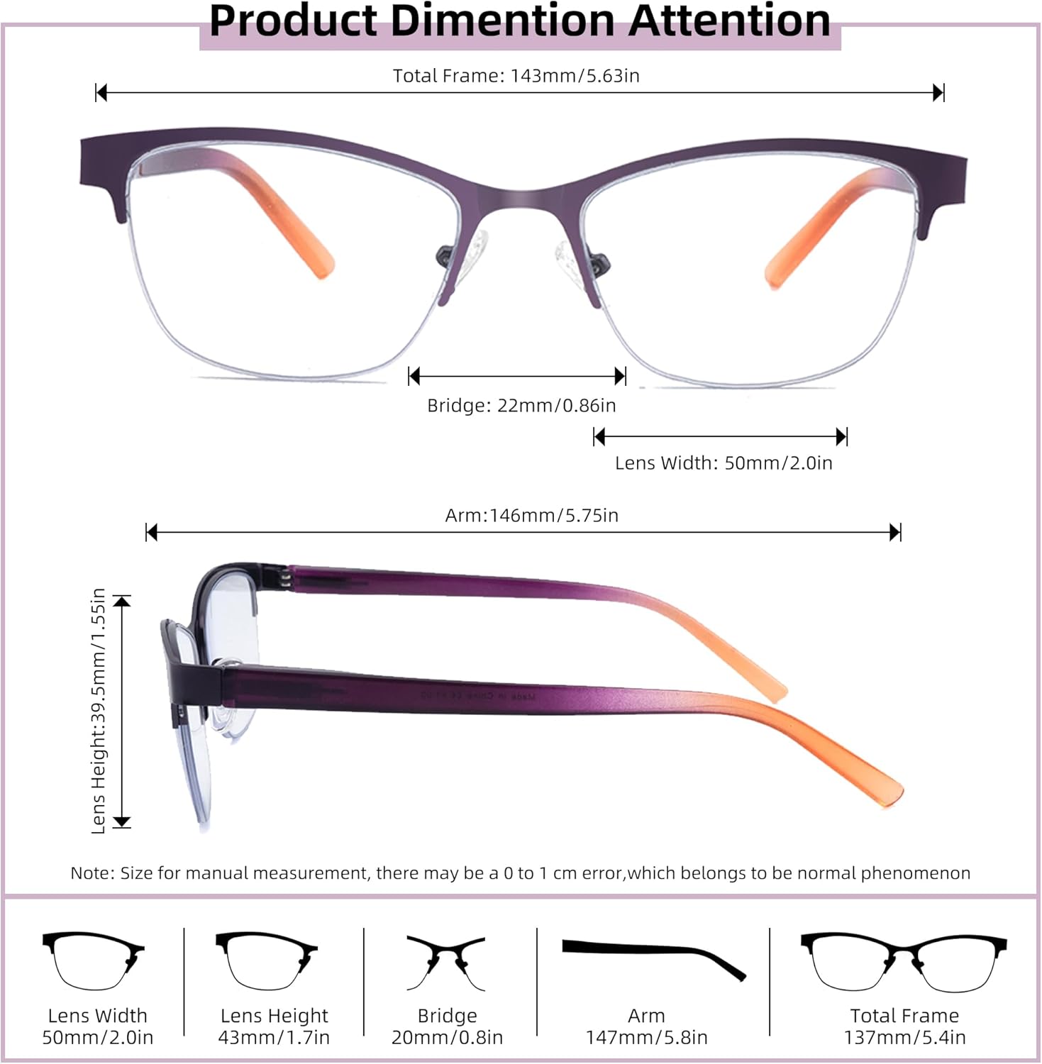 3 Pack Progressive Reading Glasses for Women Men Metal Half Frame Multifocal Readers with Spring Hinges - Image 3