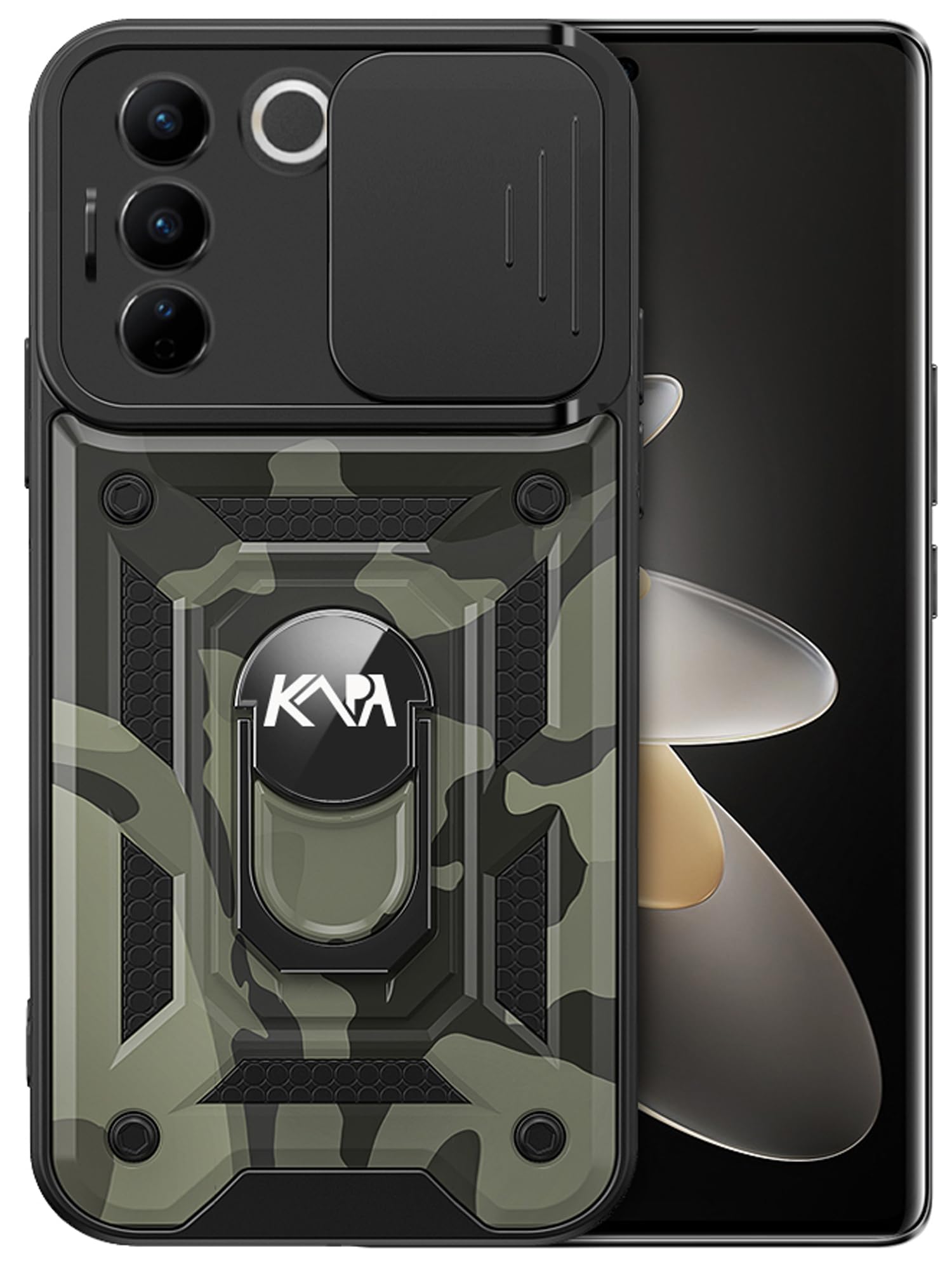Kapa Tank Back Cover for Vivo V27 / V27 PRO (5G) | Inbuilt Ring + Slider Shockproof Lens Protection Case (Black) (B0C9Y3P2TS) Amazon Price History, Amazon Price Tracker