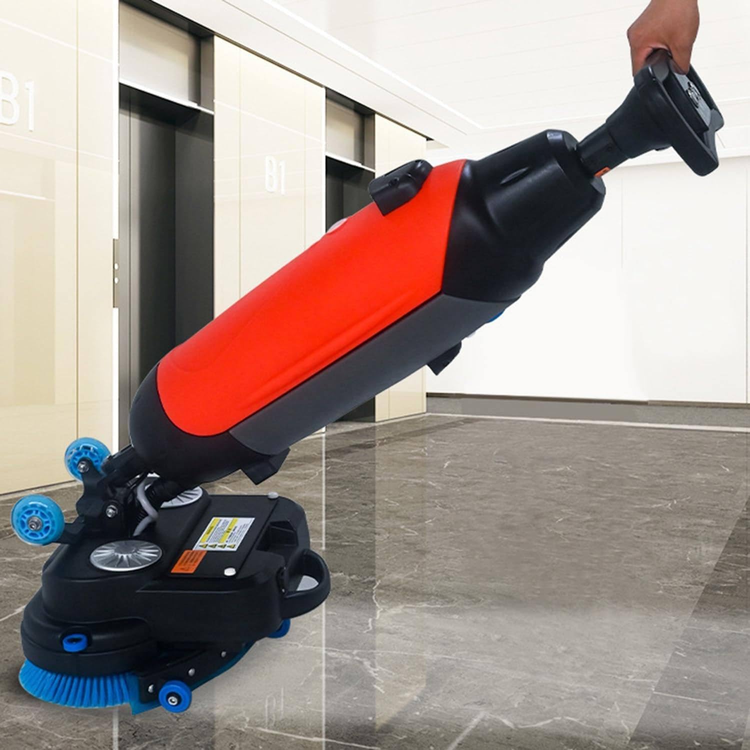 Máquina Limpiadora y Pulidora Eléctrica Profesional - Fregadora de Suelos 3 en 1 con Doble Cepillo Rotativo 360°,Inalámbrica, Ancho 43 cm (16.9"),para Hoteles,Supermercados y Suelos de Terrazo