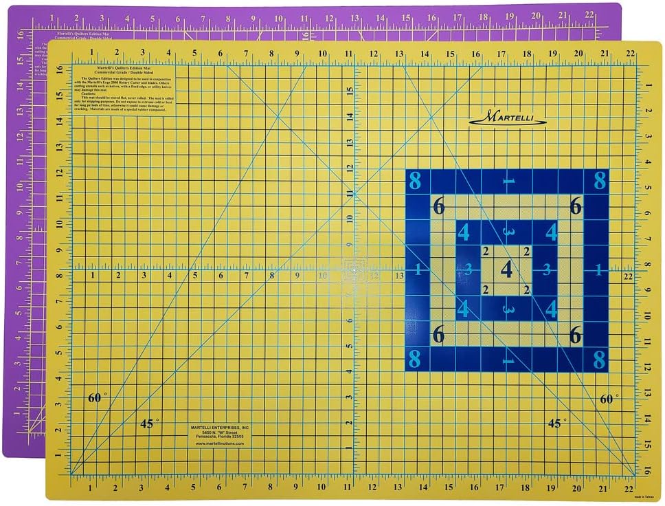 Martelli 18" x 24" Small Self-Healing Color-Contrasting Cutting Mat for Sewing, Quilting & Crafting