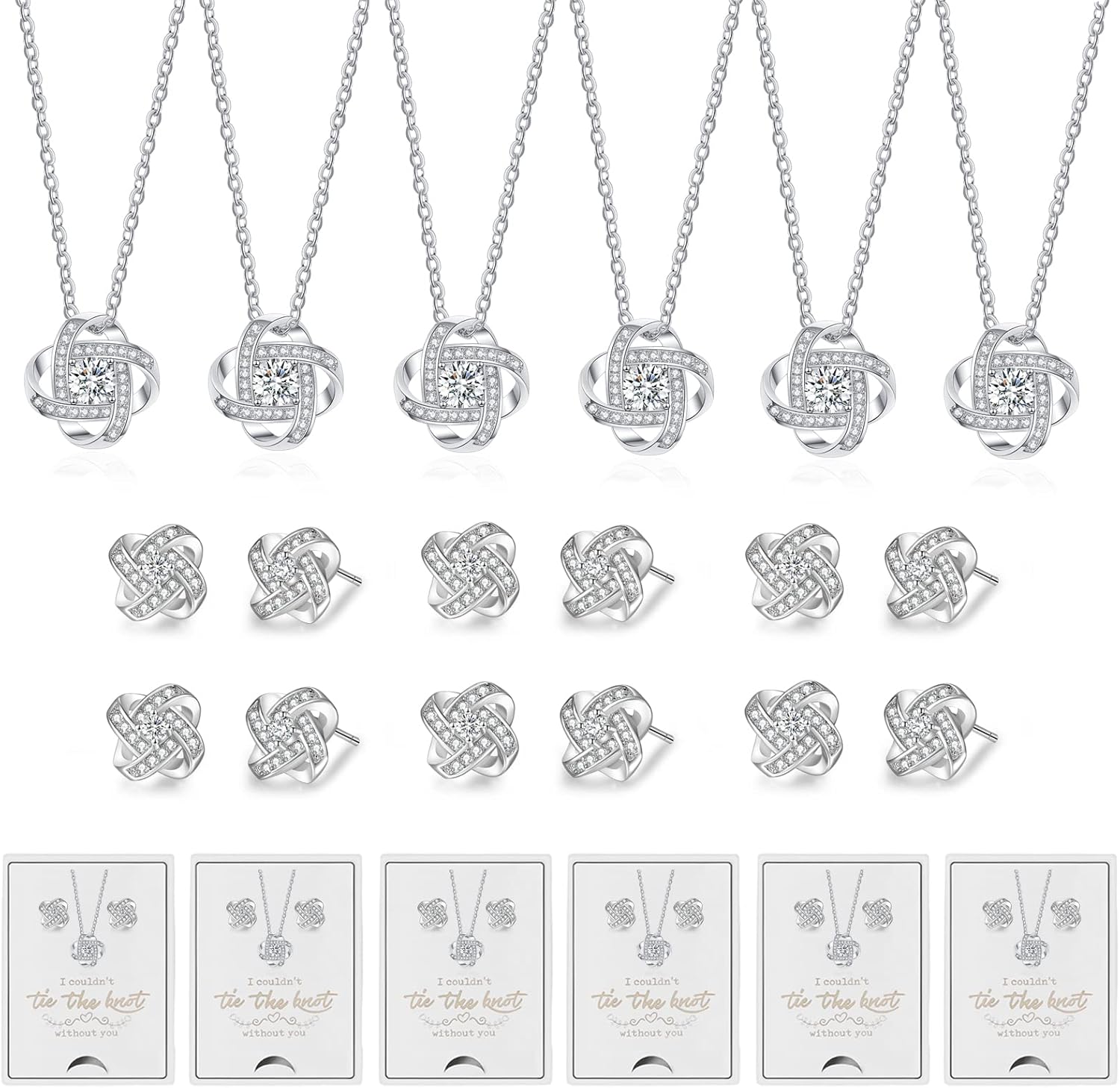 DHQH 6 Sets Bridesmaid Proposal Gifts Teardrop Jewelry Set for Bridal Bridesmaid Necklace Earring Sets for Wedding Jewelry Set for Women