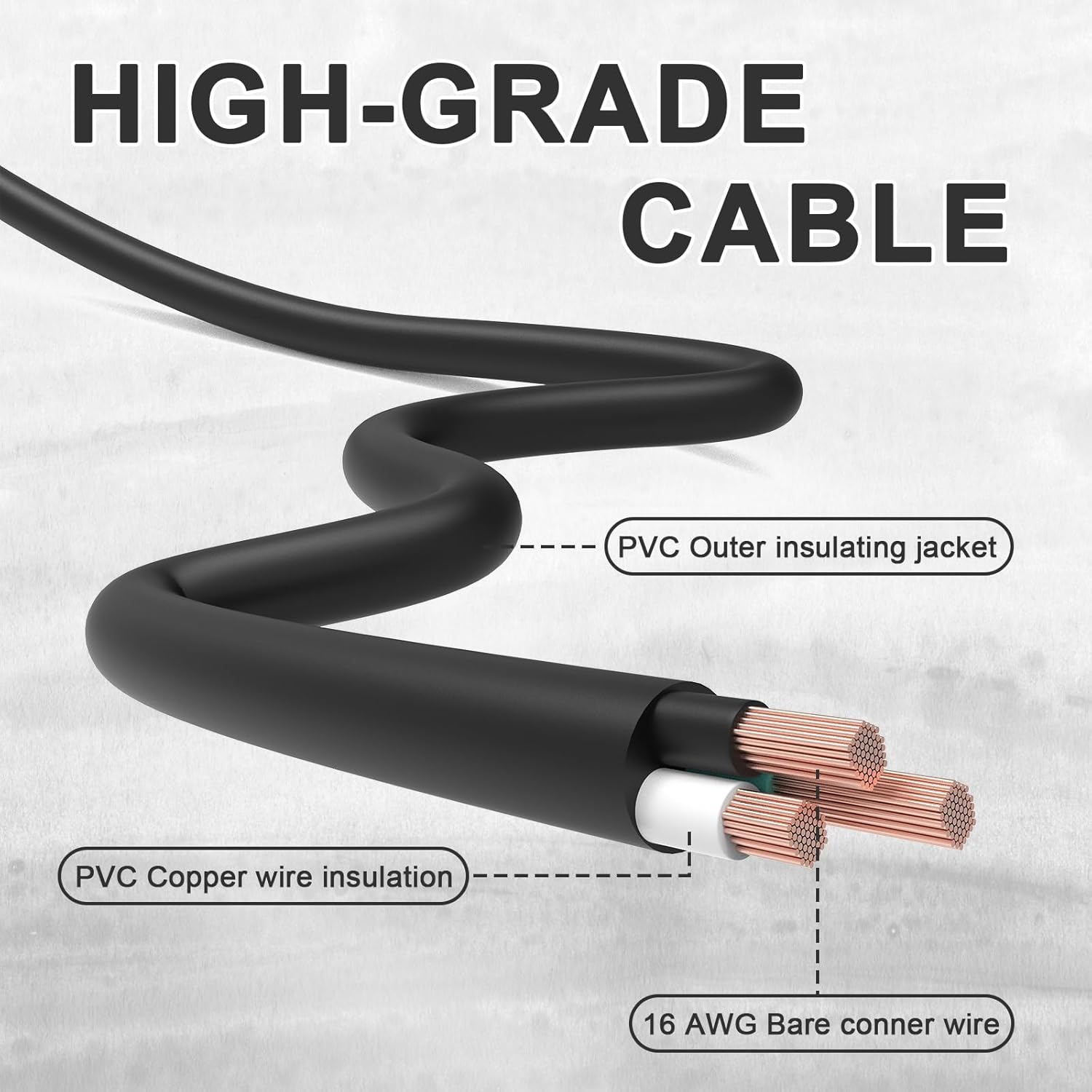 EP 1 to 4 Splitter Extension Cord, Max 1.5 FT End to End (3.6 FT Total), 3 Prong Plug with 4 Extended Outlets, 16AWG/3C SJTW 4 Way Power Cord Splitter Cable for Outdoor Lights Holiday Decor, Black
