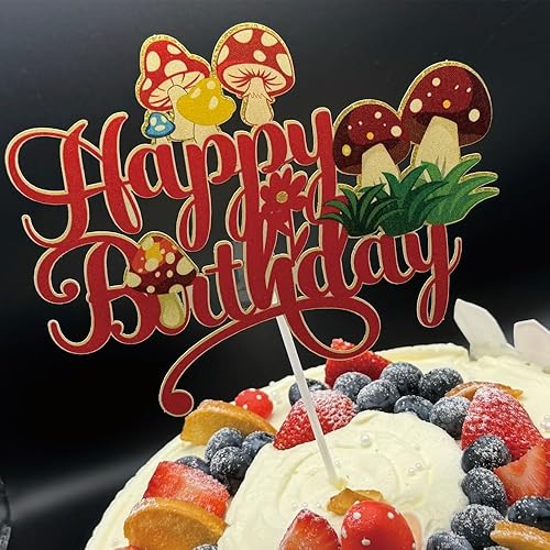 Miniatura 5 de PayPie Decoración de pastel de cumpleaños con purpurina roja, suministros de fiesta de cumpleaños para niños y niñas