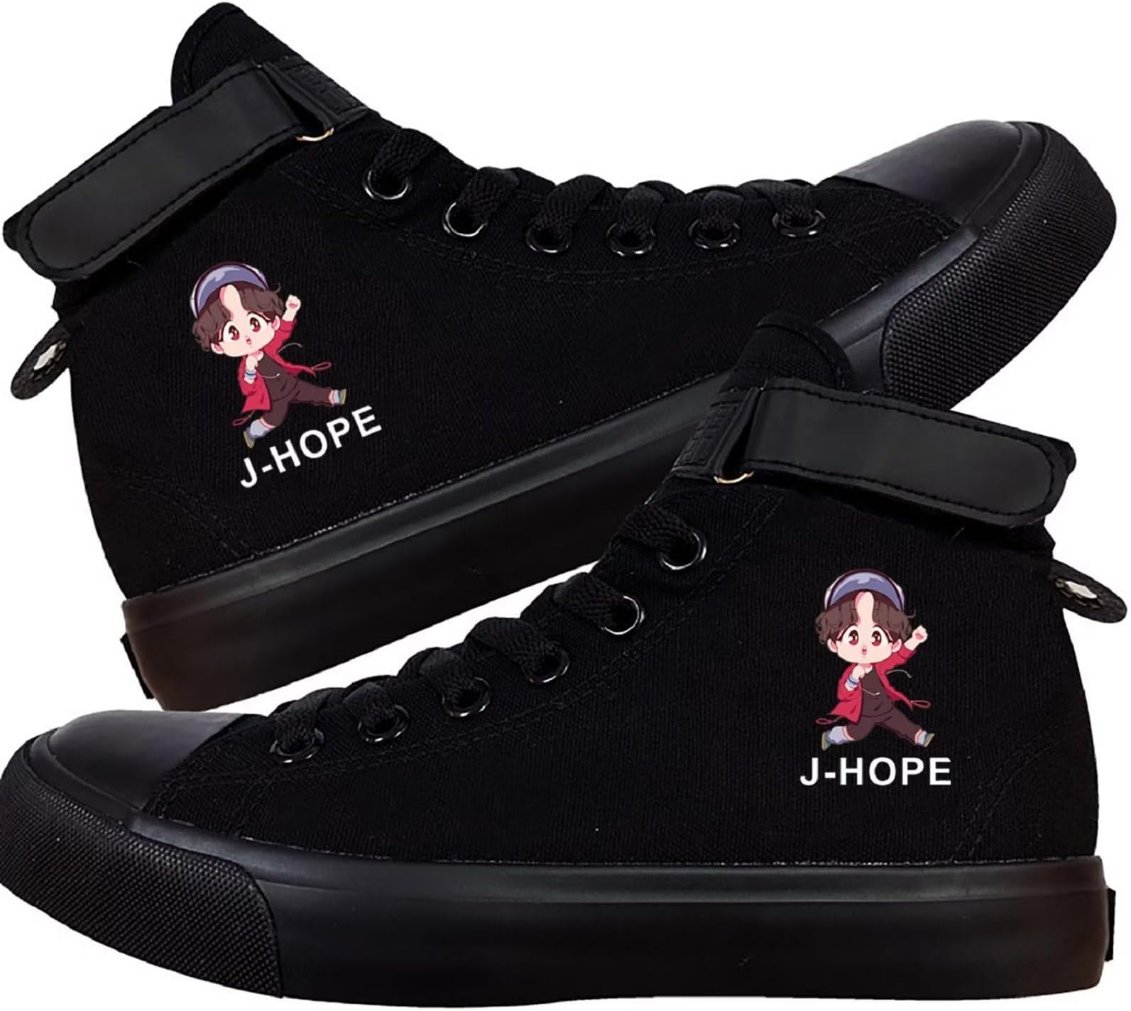 Kpop Jungkook Shoes Jimin High Top Sneakers Cartoon Image J-Hope Rap Monster Jin SUGA V Signature Canvas Shoes