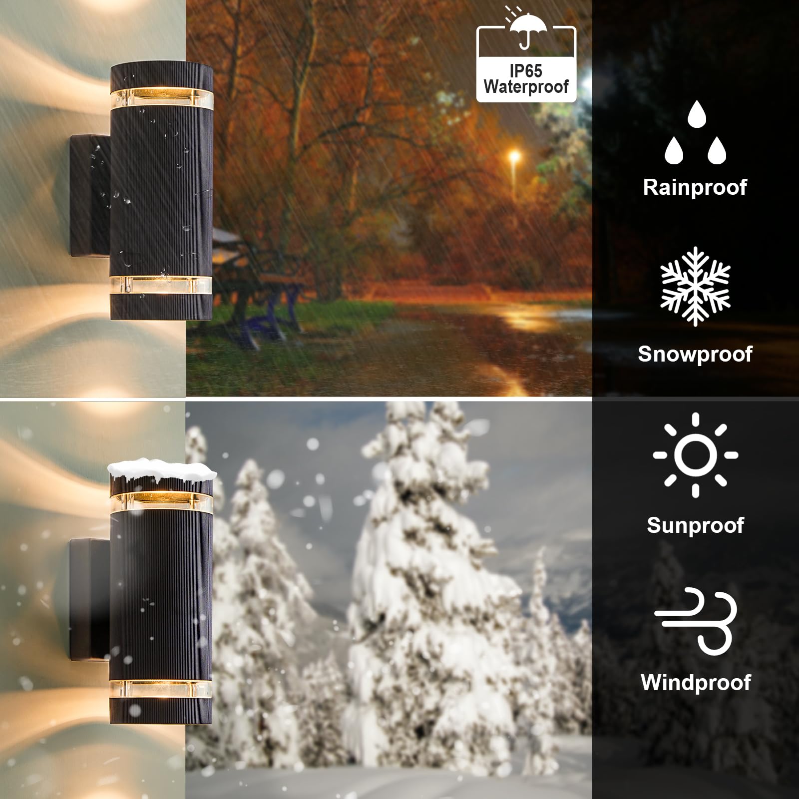 LMP Outdoor Wall Lights Mains Powered, Up Down Outside Lights Anthracite - Image 2