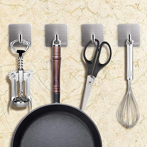 Ganchos para colgar toallas de cocina o baño, ganchos adhesivos para ollas, ganchos para toallas, ganchos de acero inoxidable 304, resistentes a